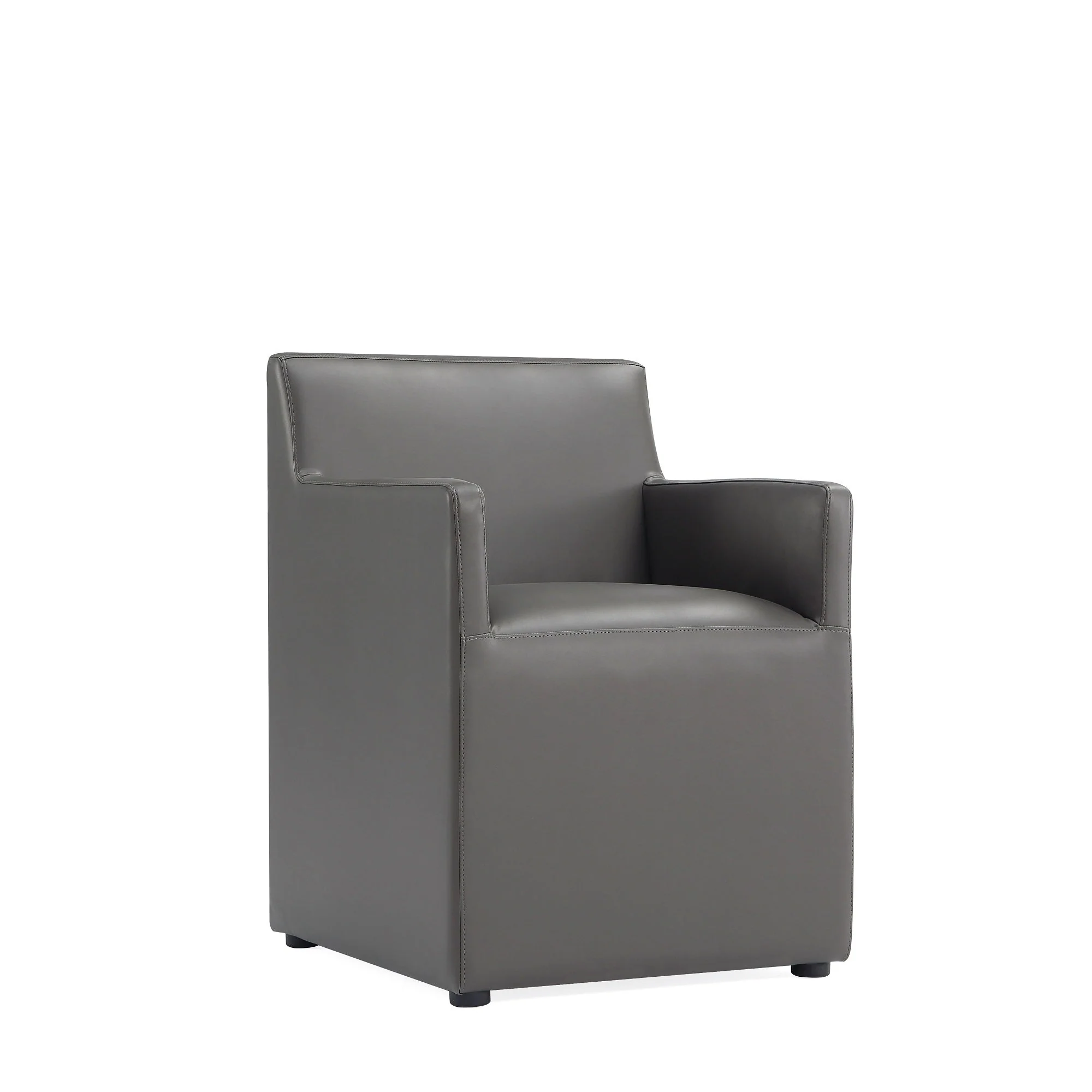 Anna Square Faux Leather Dining Arm Chair in Pewter (set of 2) - Image 5