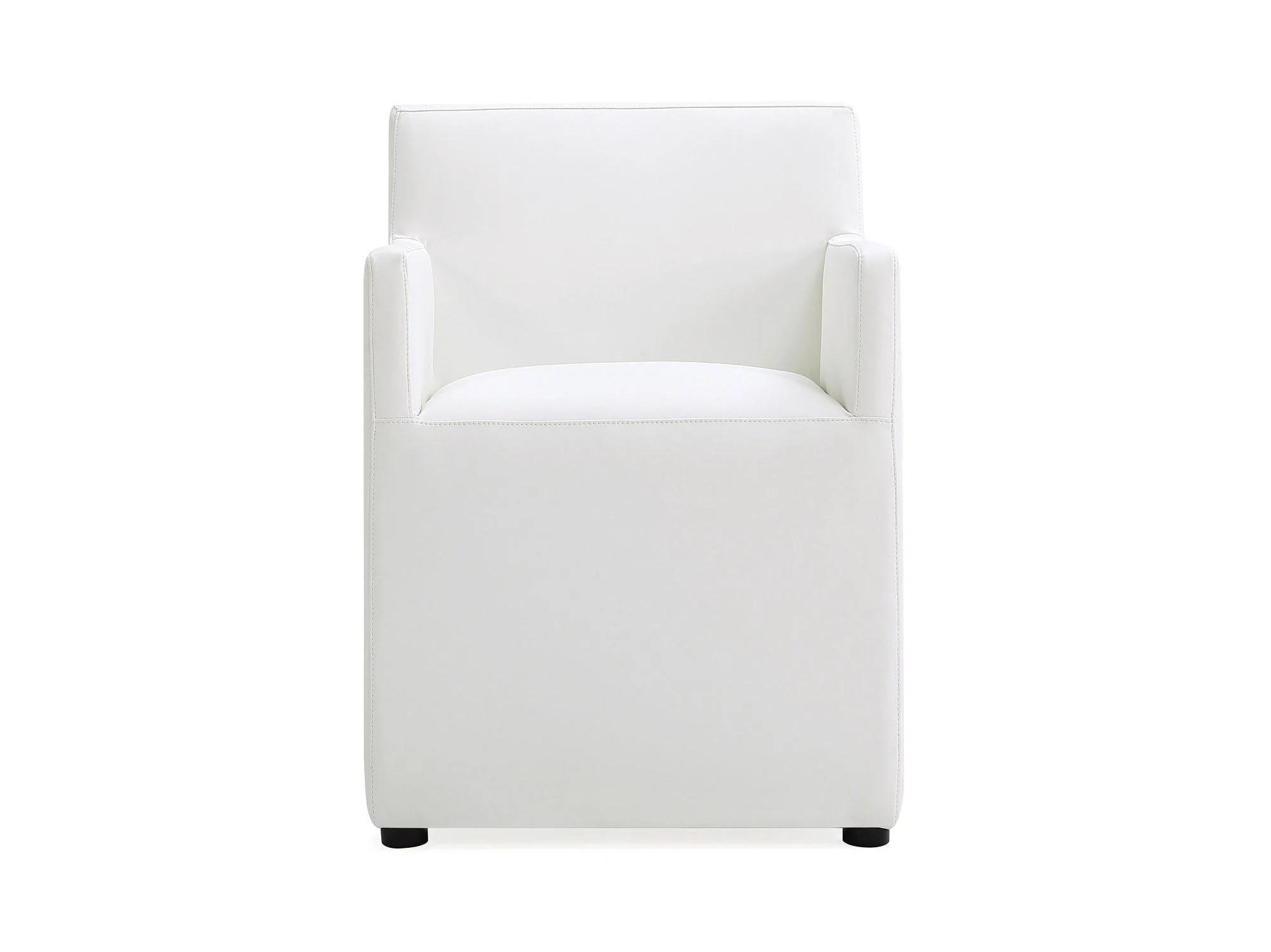 Anna Square Faux Leather Dining Armchair in Cream