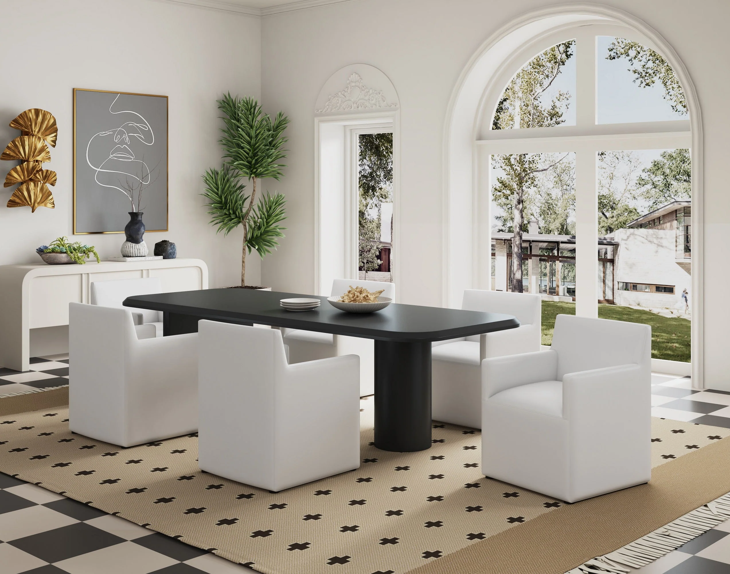 Anna Square Faux Leather Dining Armchair in Cream - Image 2