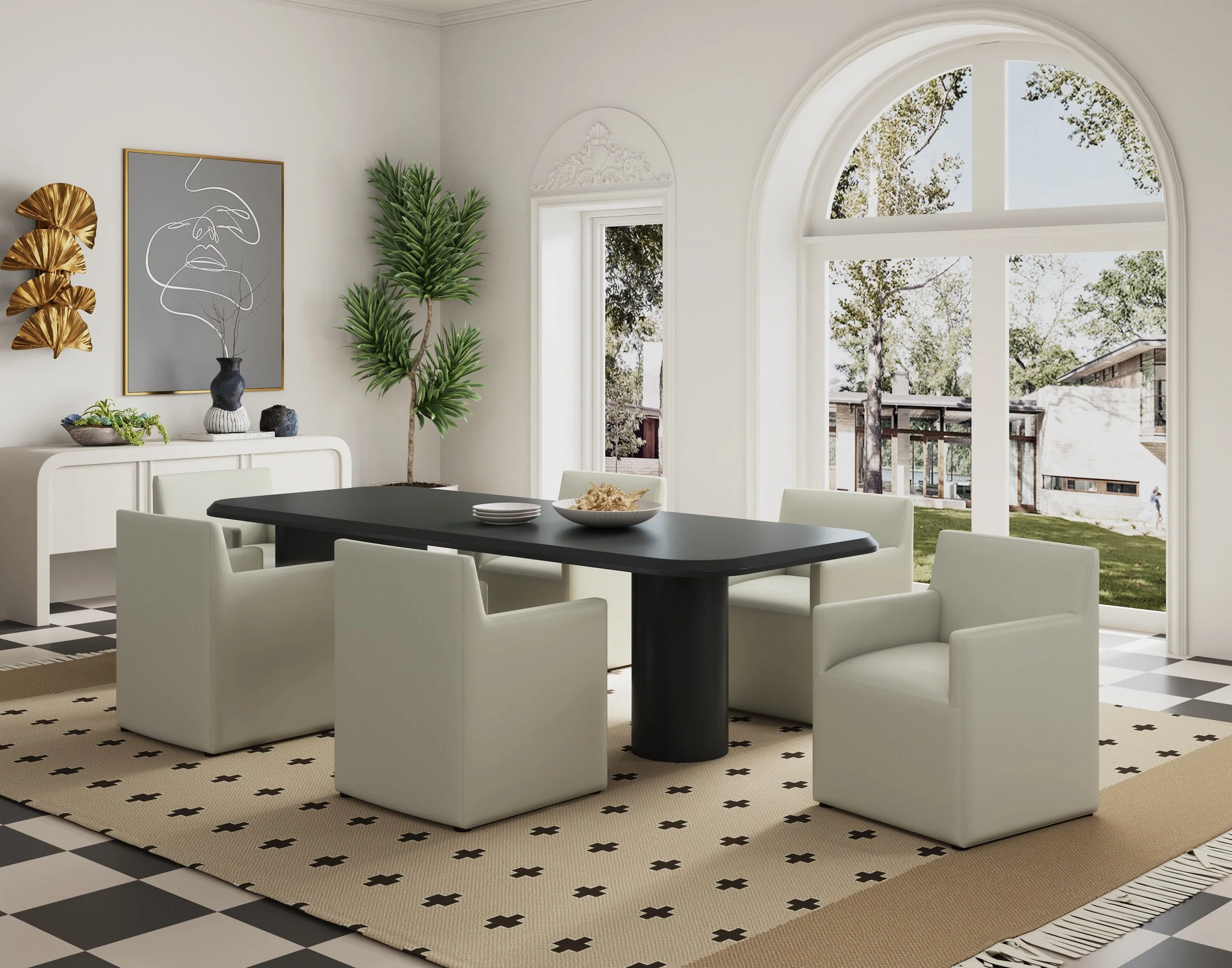 Anna Square Faux Leather Dining Armchair in Light Stone Grey - Image 2