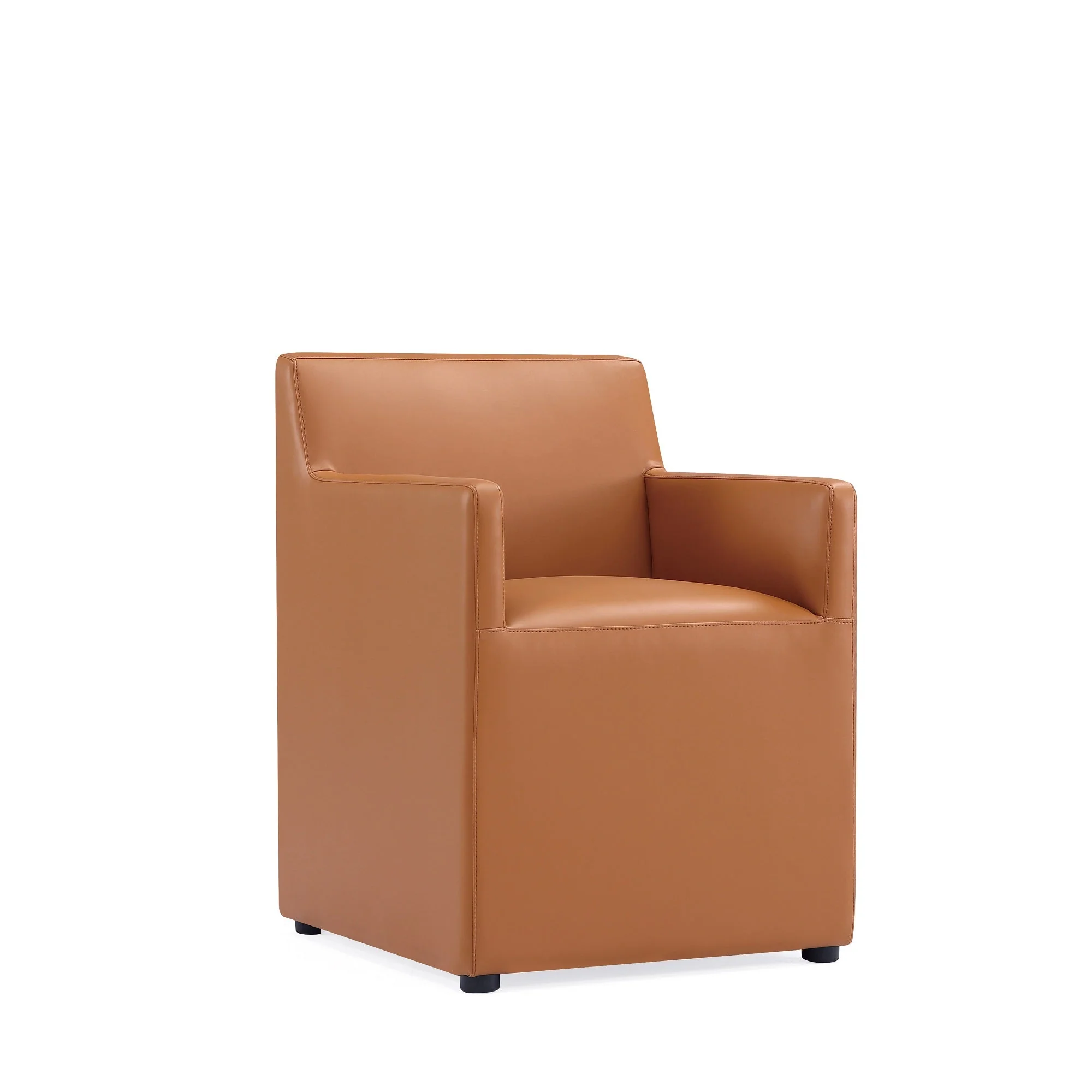 Anna Square Faux Leather Dining Armchair in Saddle - Image 4