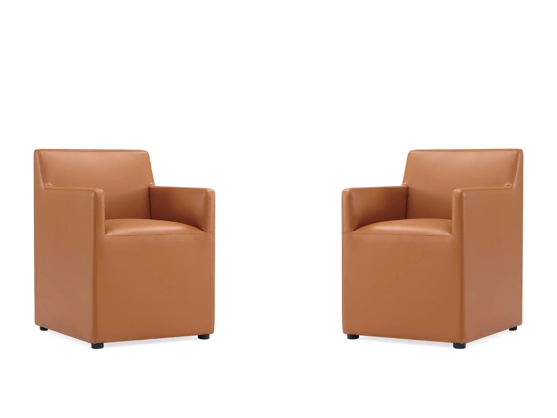 Anna Square Faux Leather Dining Armchair in Saddle (set of 2)