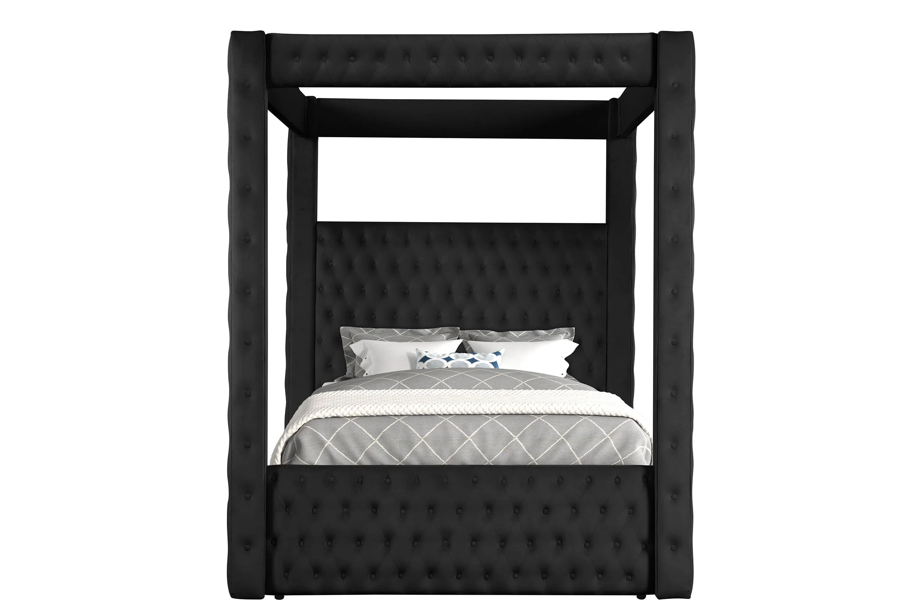 Annabelle Black Velvet Queen Canopy Bed - Image 4