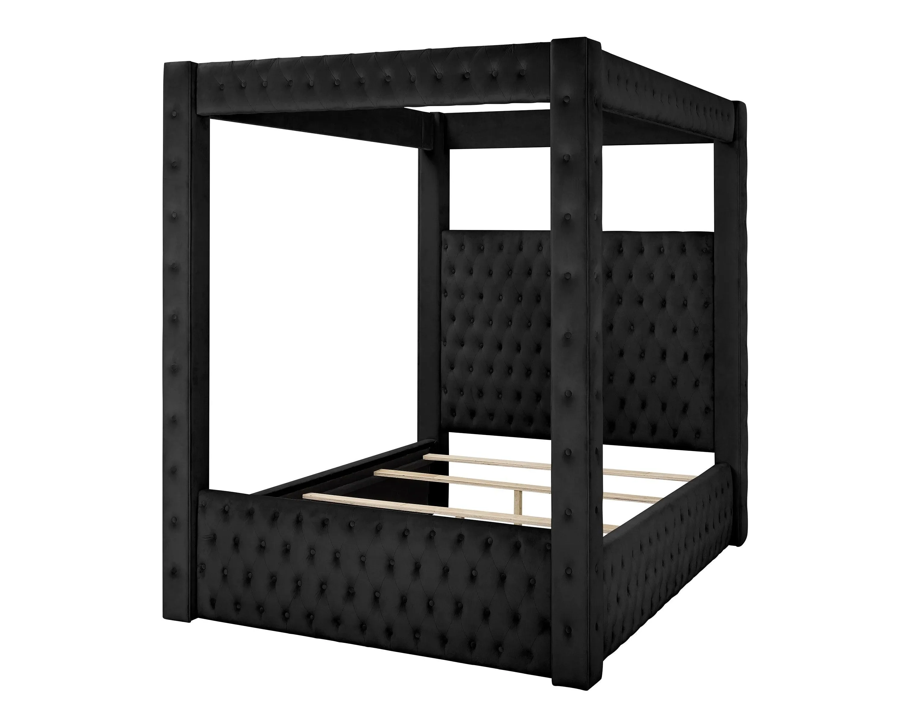 Annabelle Black Velvet Queen Canopy Bed - Image 5