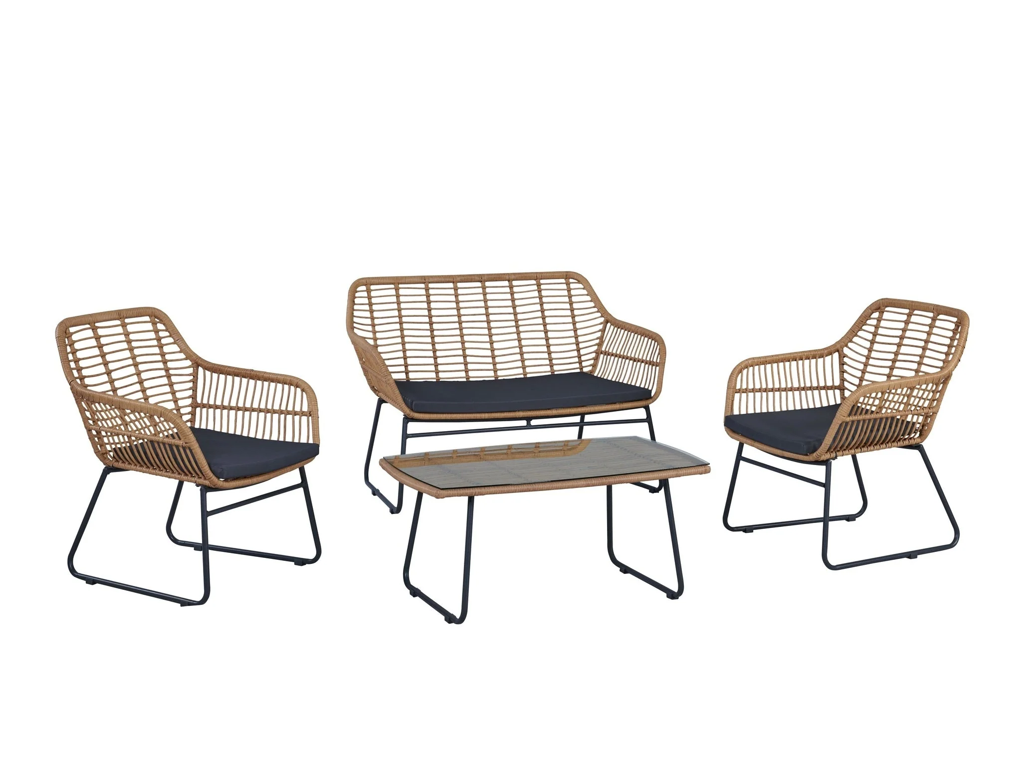 Antibes 2.0 Patio 4-Person Conversation Set with Coffee Table with Grey Cushions