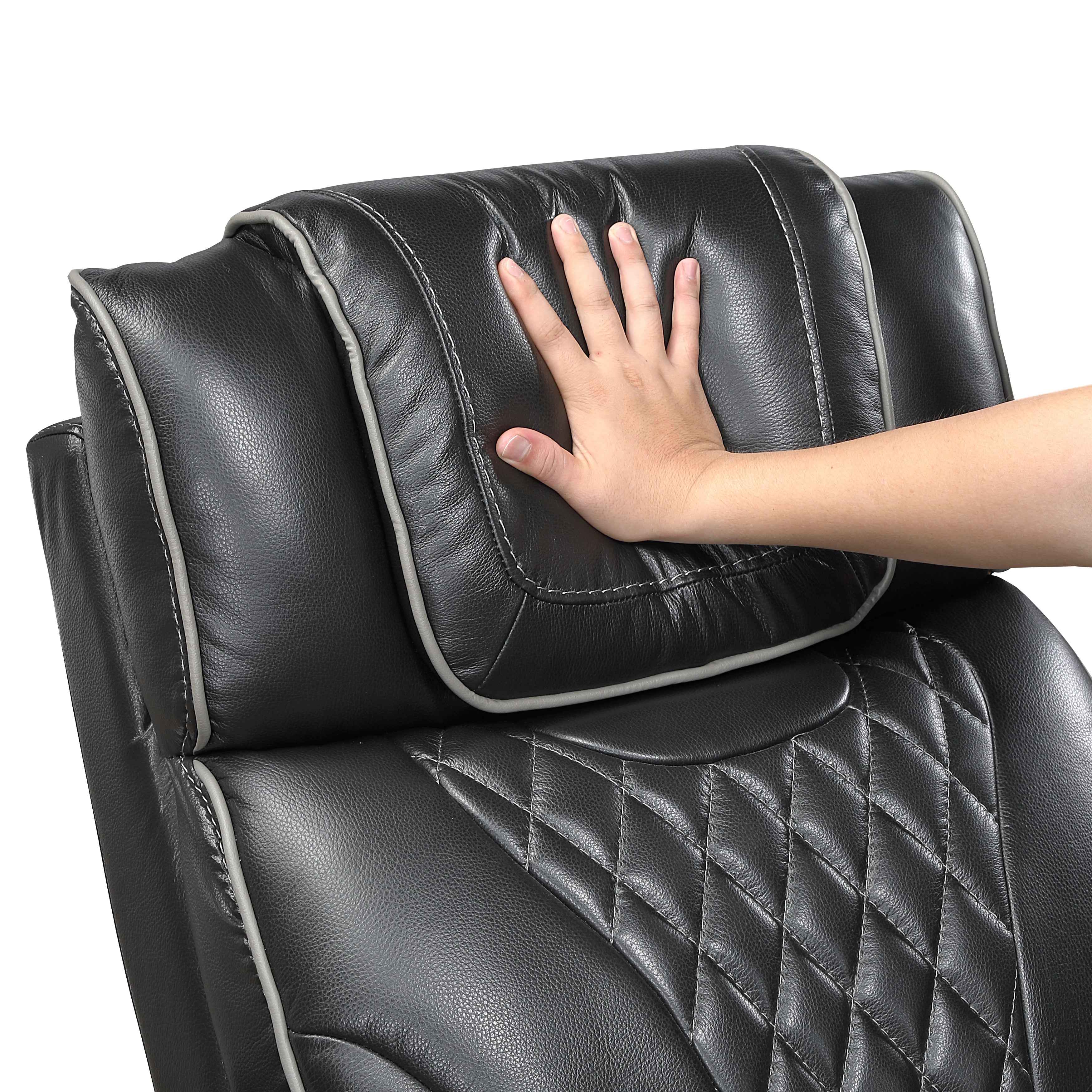 Apex Black Leather Power Double Reclining Sofa - Image 10