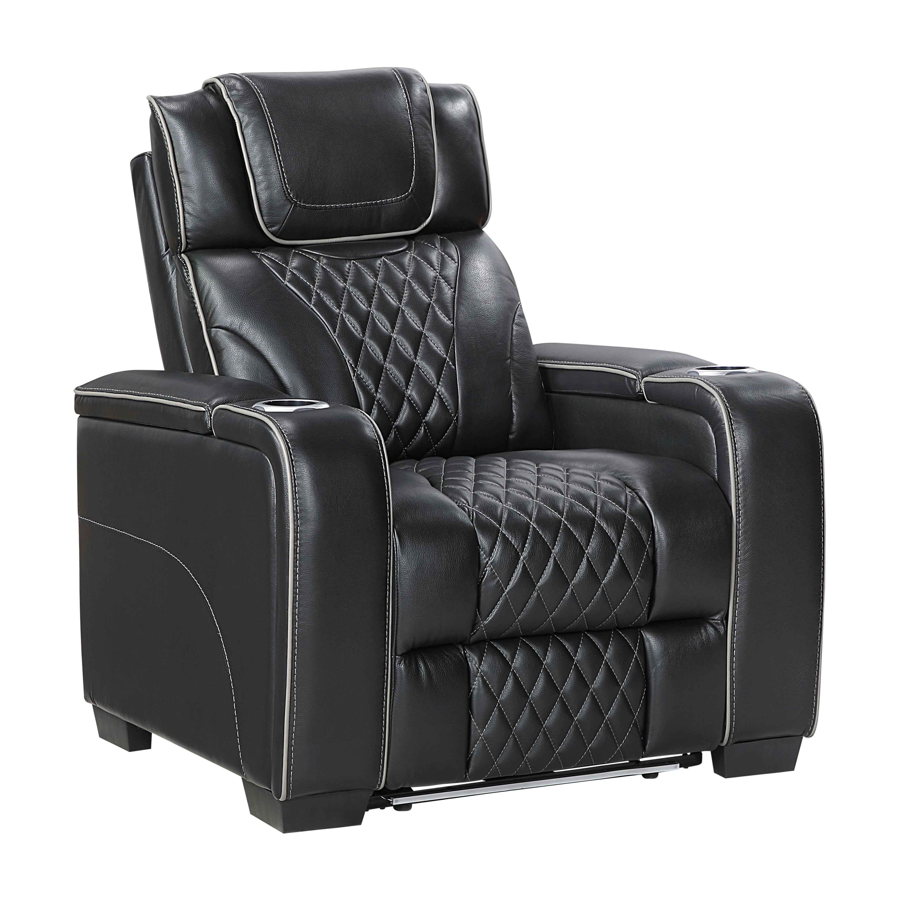 Apex Black Leather Power Reclining Chair - Image 2