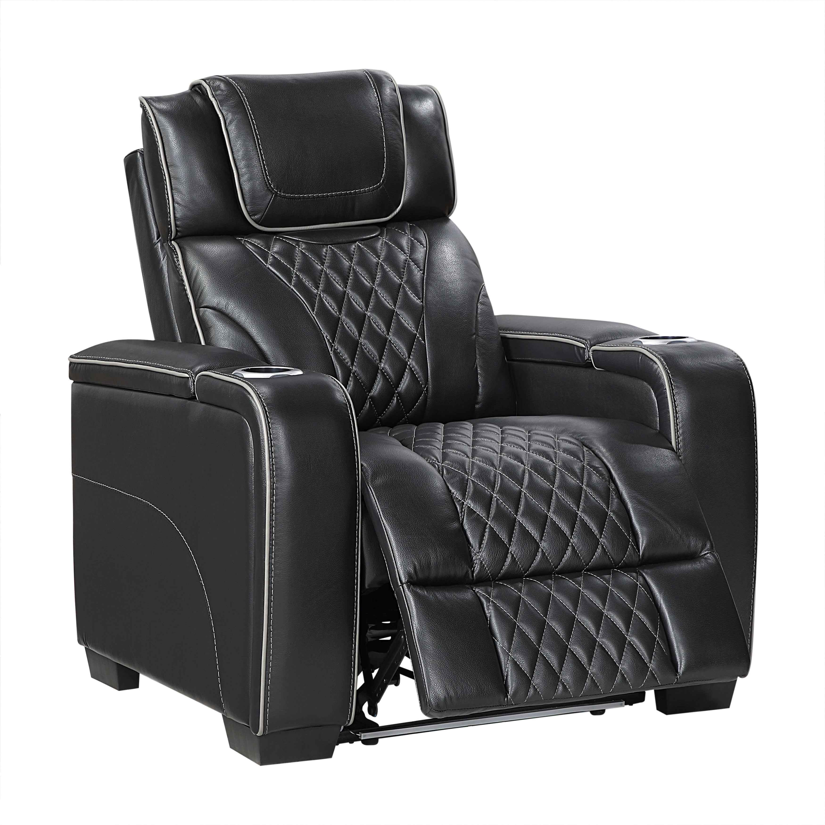 Apex Black Leather Power Reclining Chair - Image 6