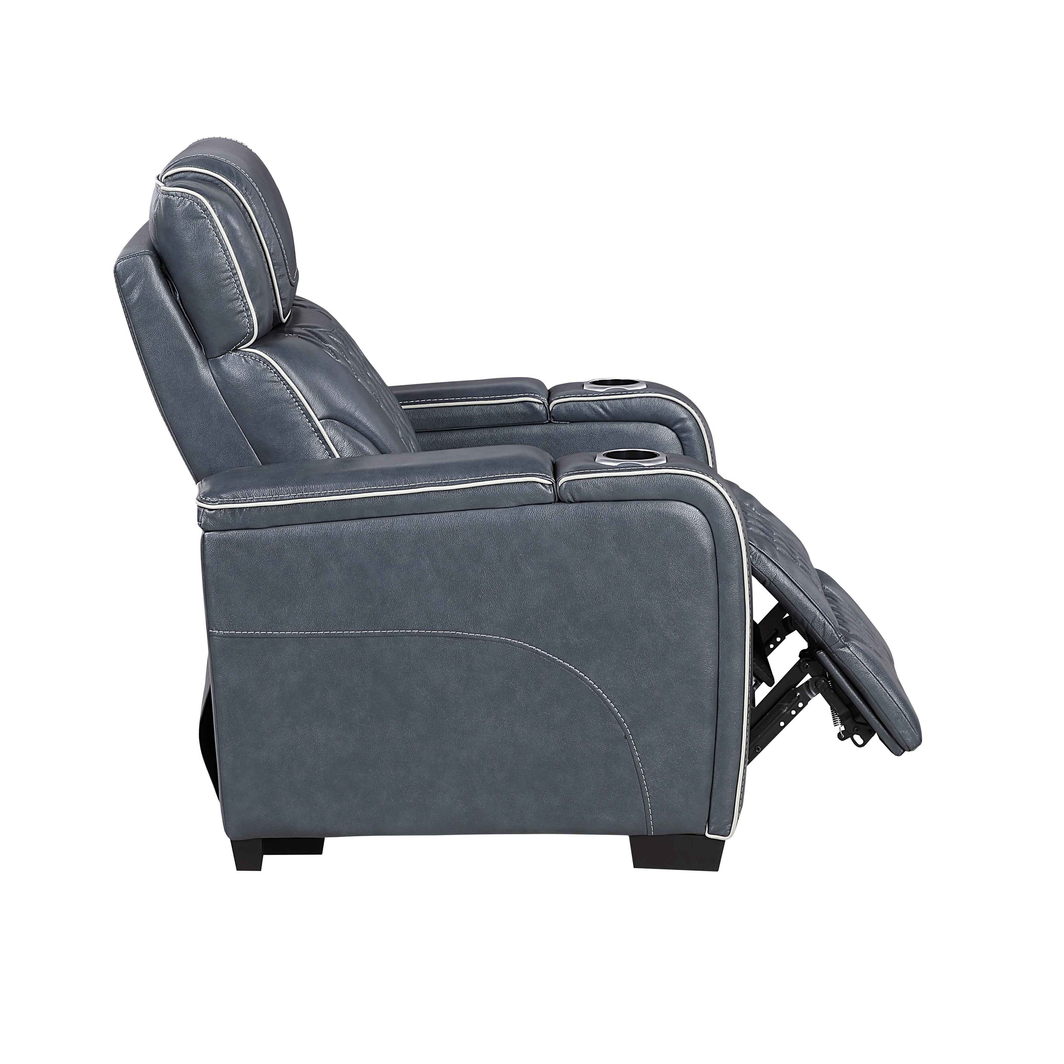 Apex Blue 3-Piece Leather Power Reclining Living Room Sets - Image 25