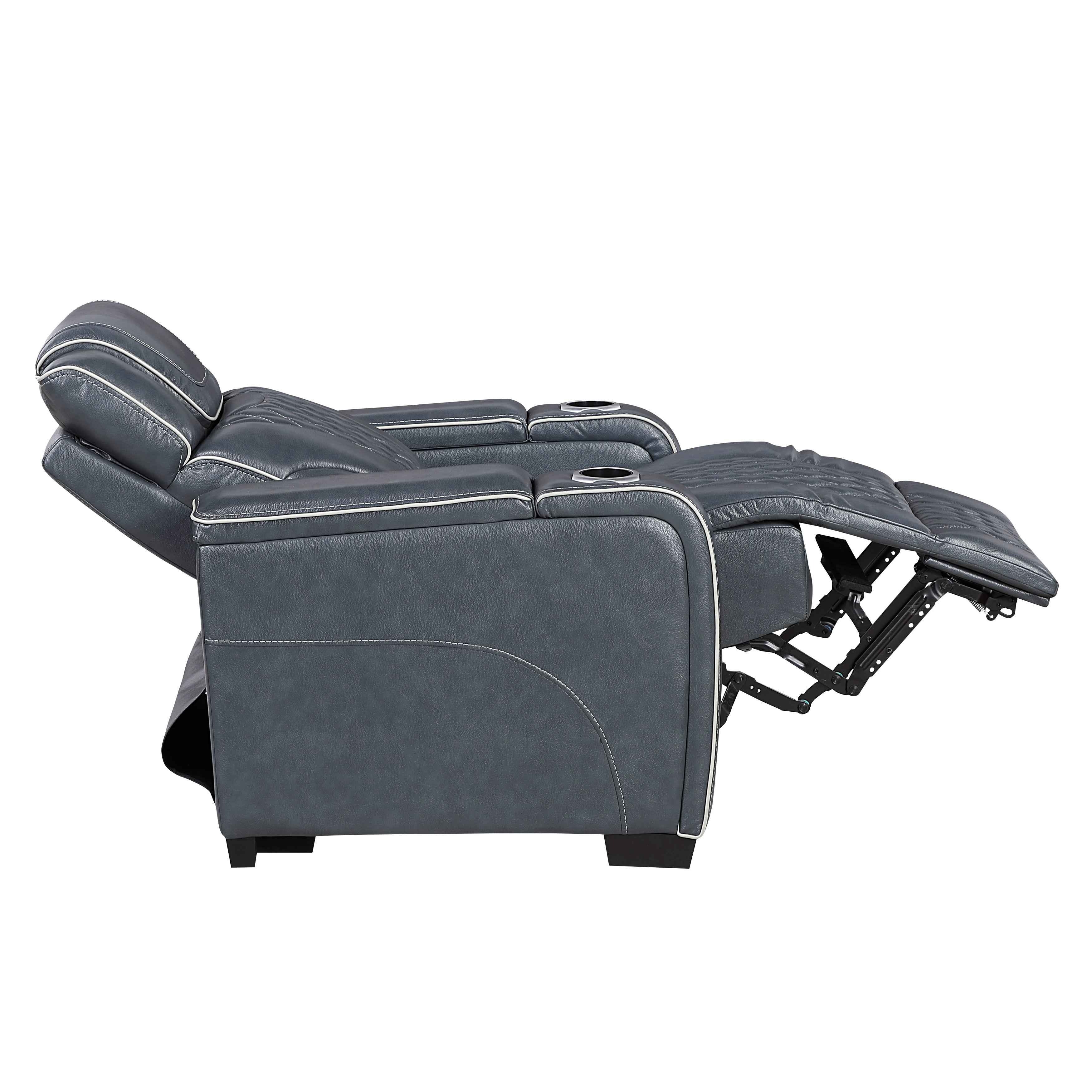 Apex Blue 3-Piece Leather Power Reclining Living Room Sets - Image 26
