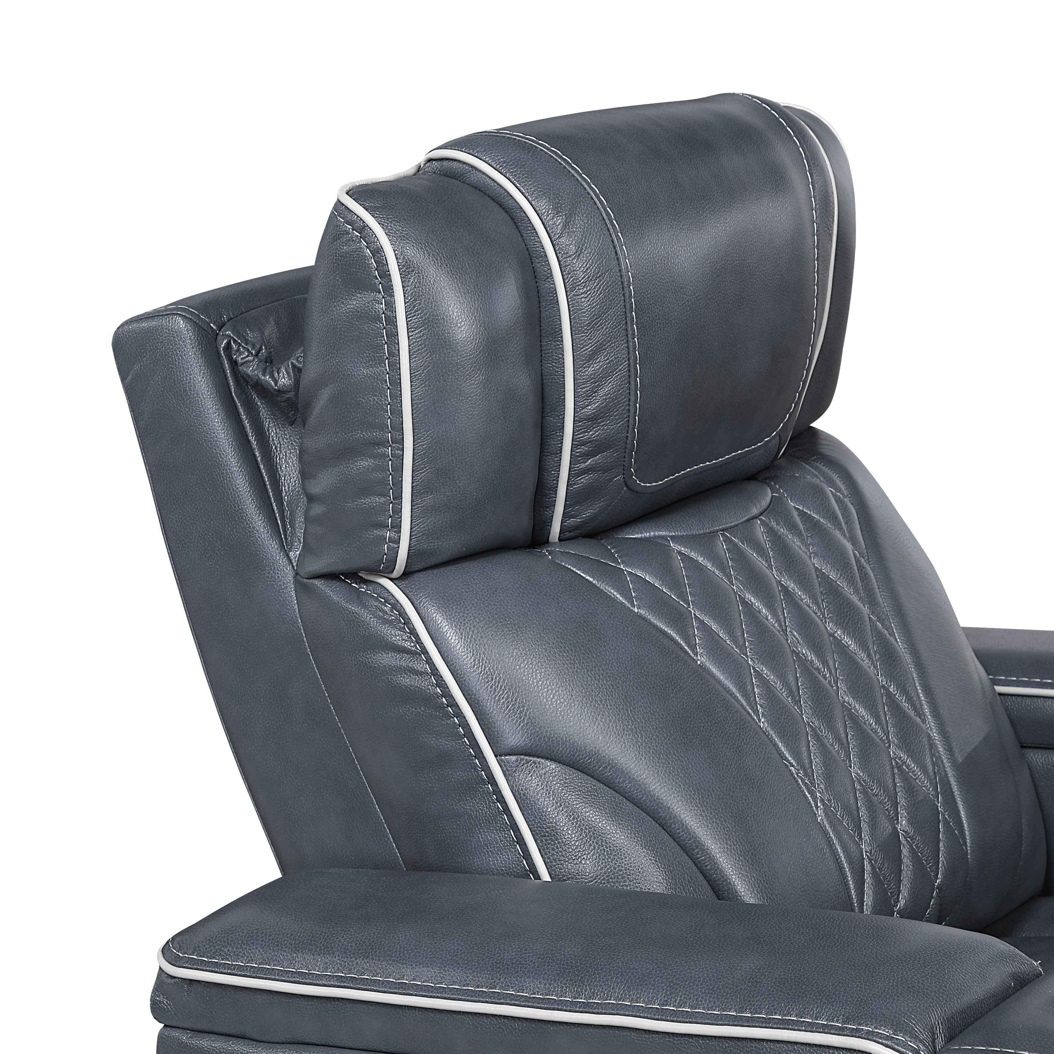 Apex Blue 3-Piece Leather Power Reclining Living Room Sets - Image 28