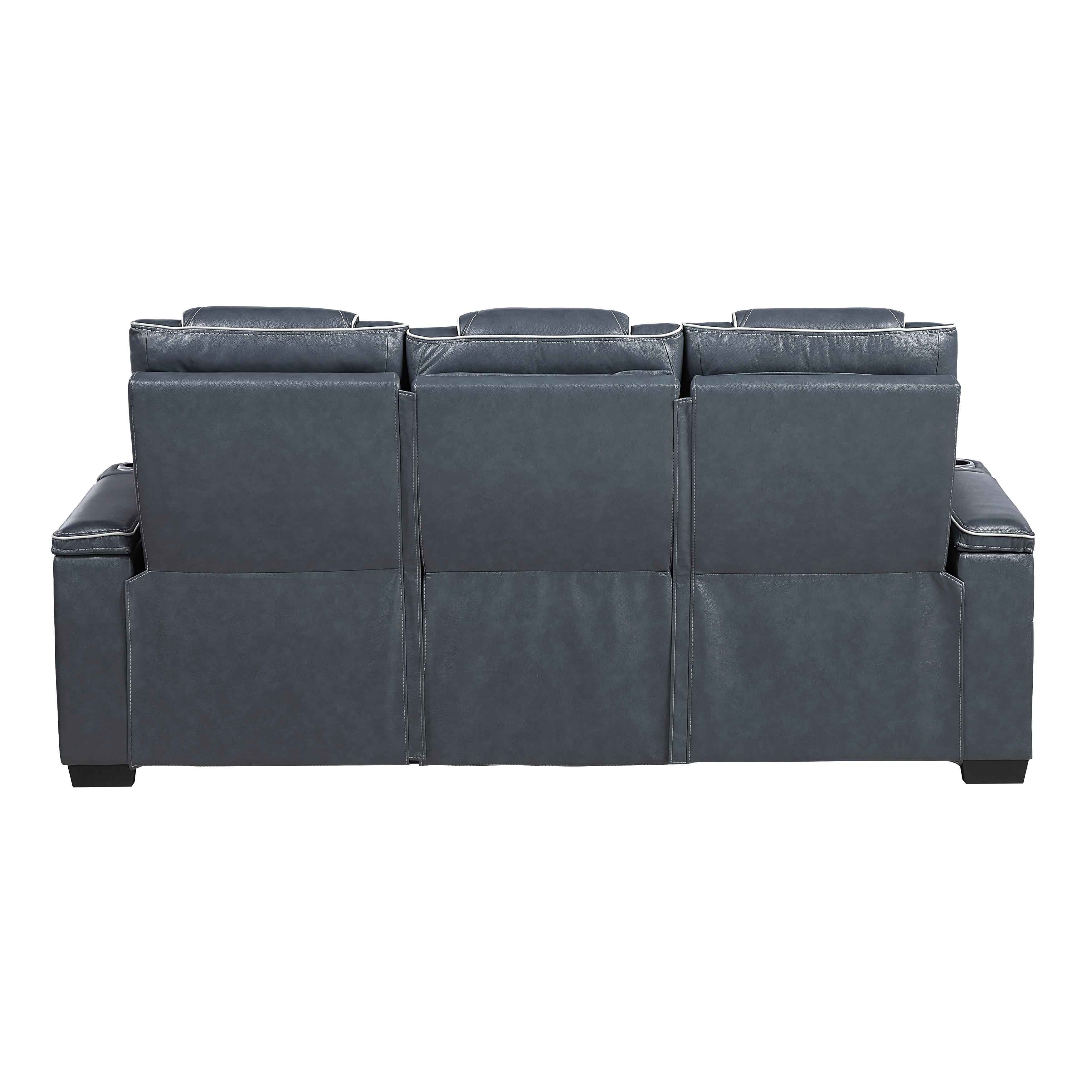 Apex Blue 3-Piece Leather Power Reclining Living Room Sets - Image 5