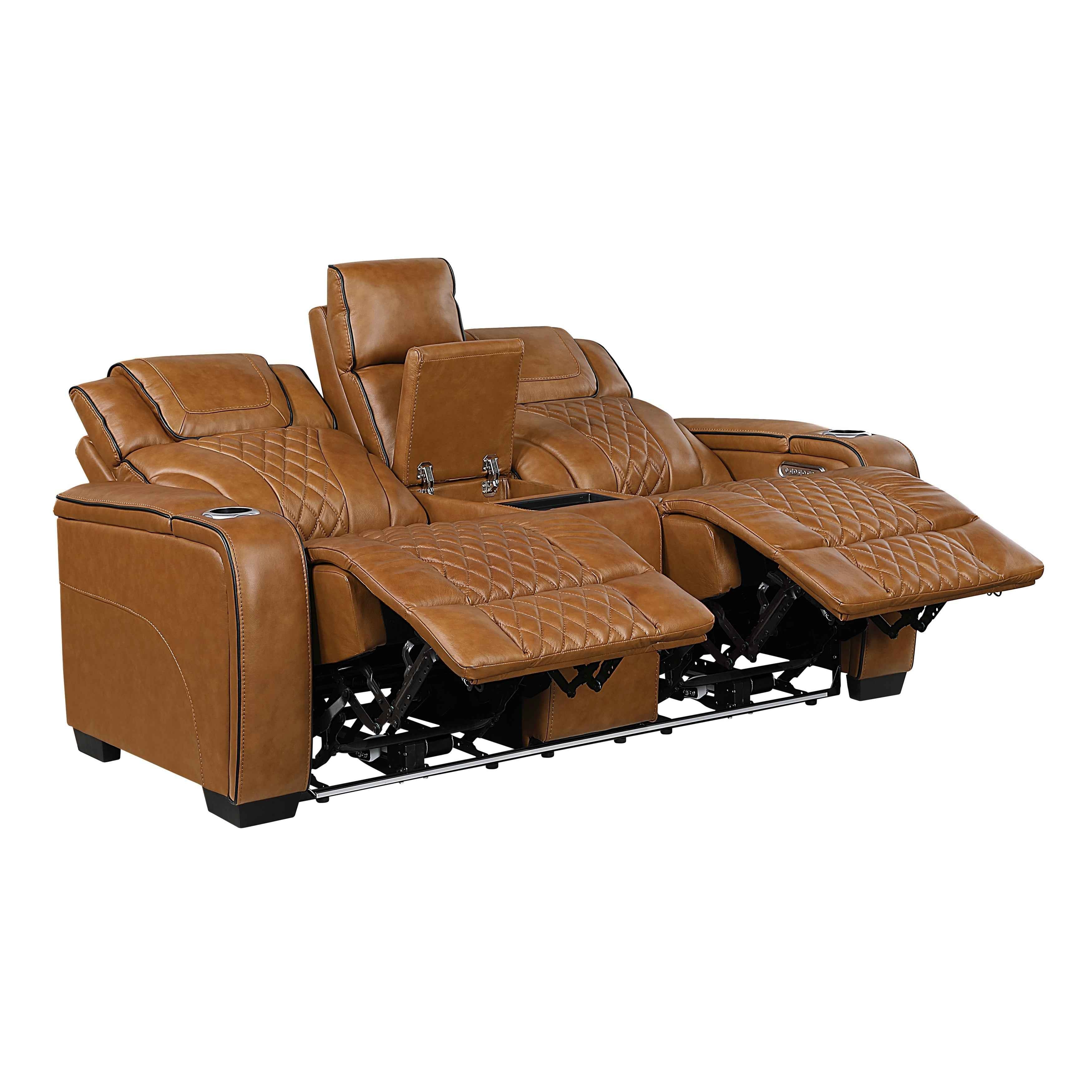 Apex Brown 3-Piece Leather Power Reclining Living Room Set - Image 13
