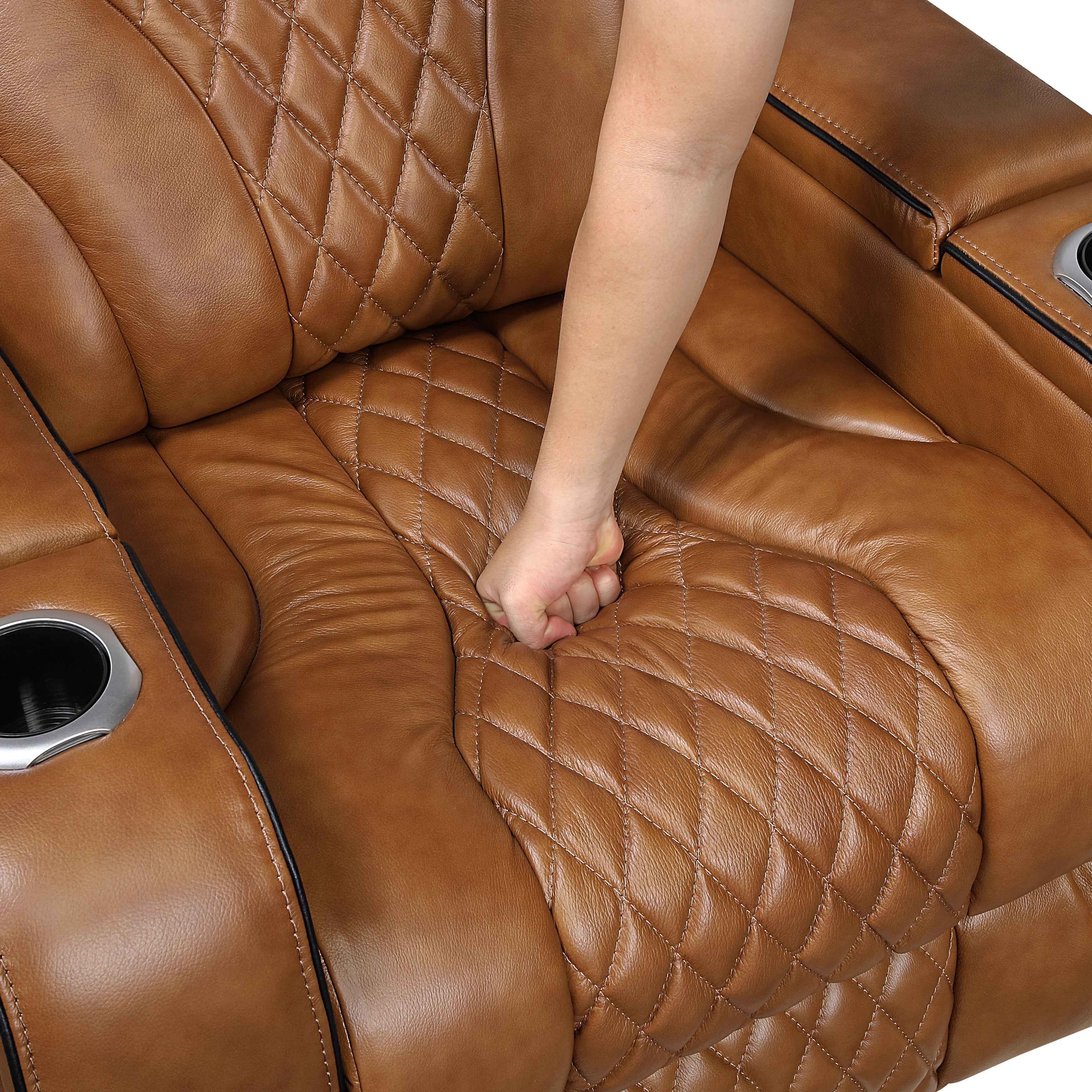 Apex Brown Leather Power Double Reclining Loveseat - Image 12