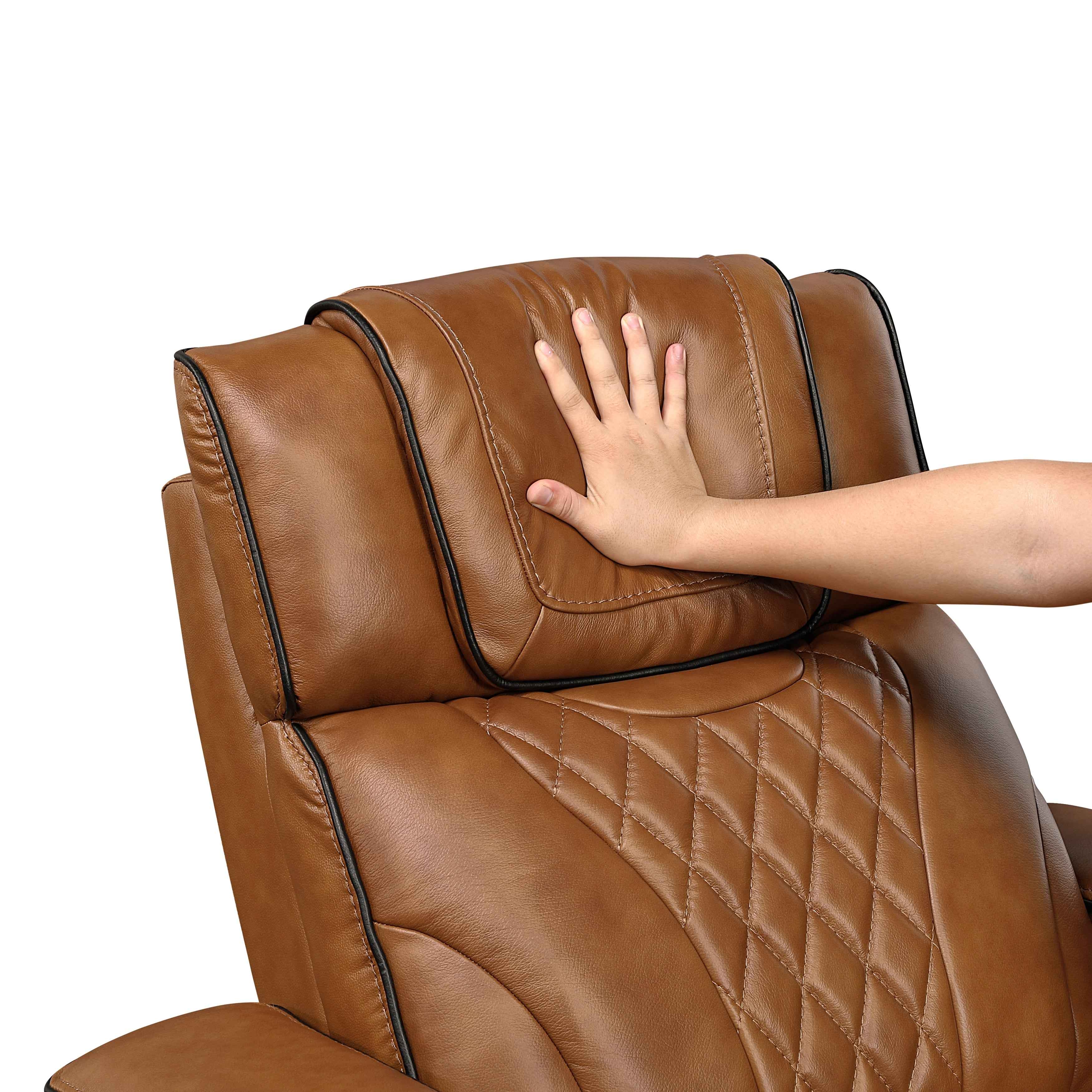 Apex Brown Leather Power Double Reclining Sofa - Image 11