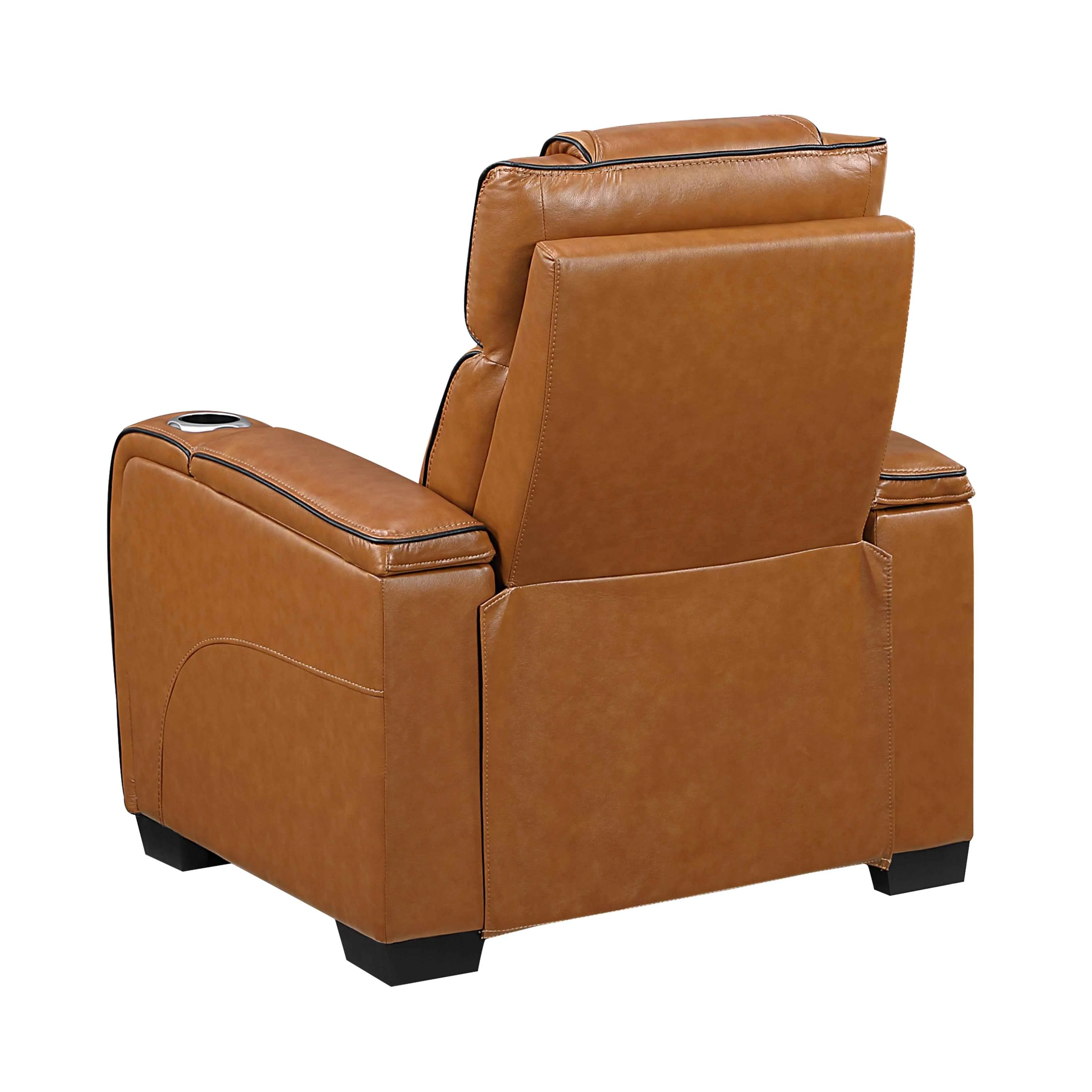 Apex Brown Leather Power Reclining Chair - Image 4