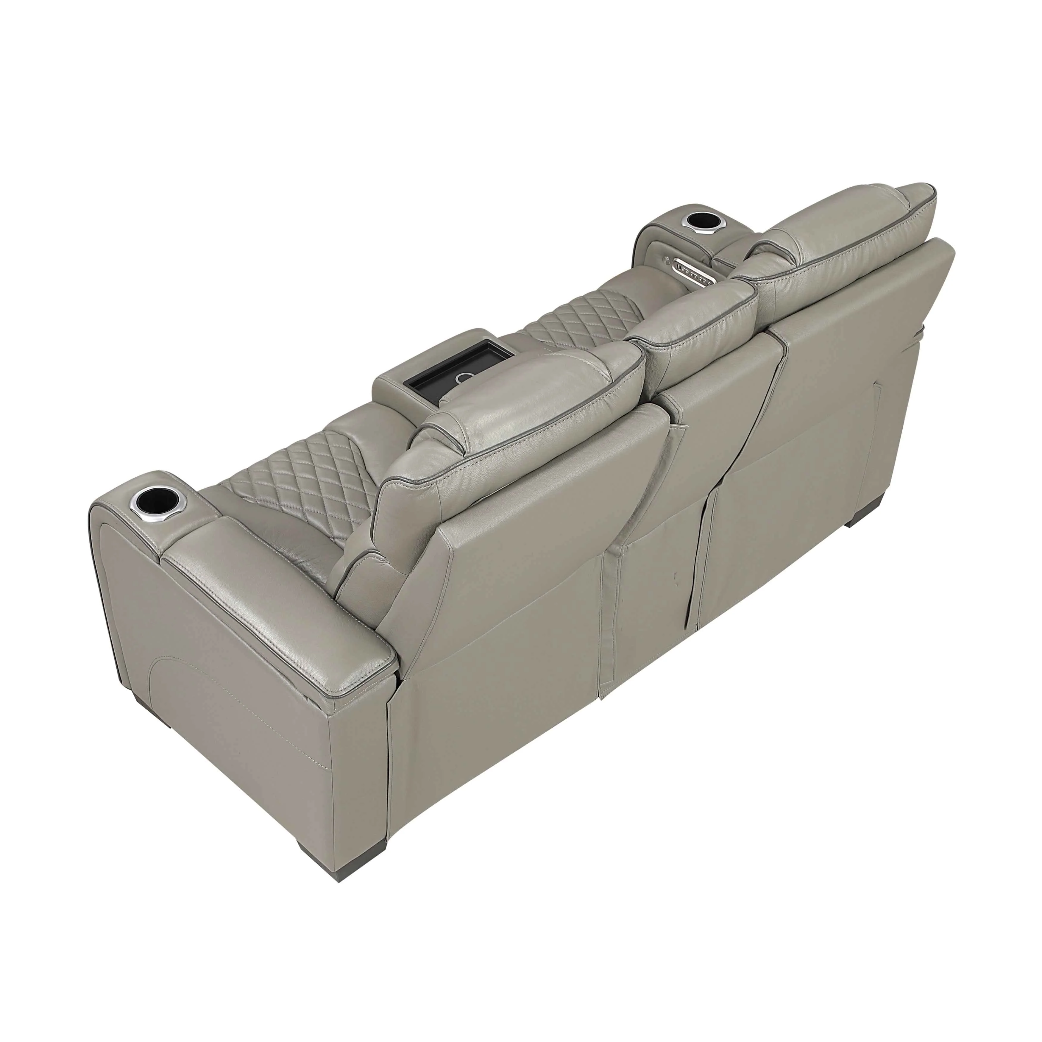 Apex Gray Leather Power Double Reclining Loveseat - Image 3