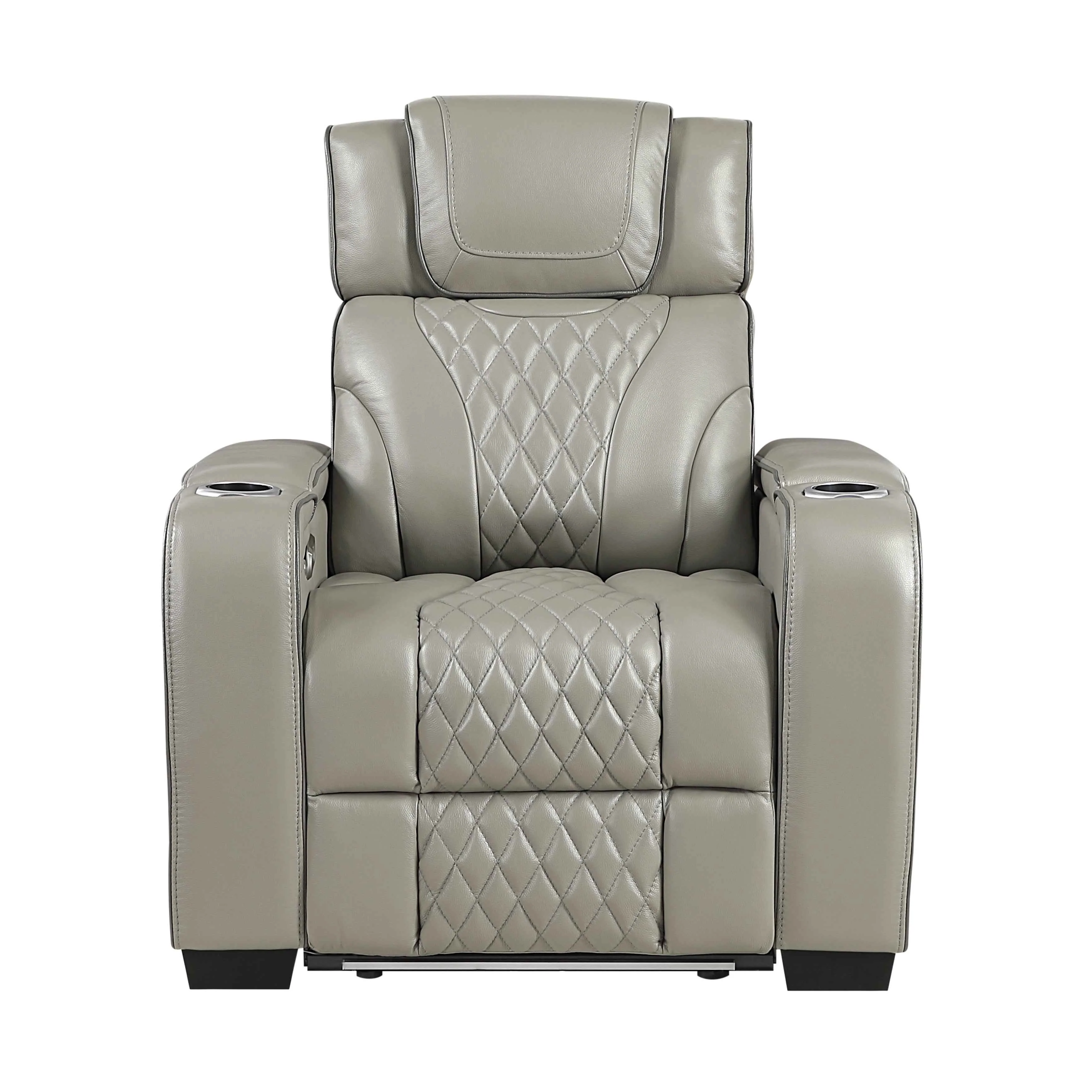 Apex Gray Leather Power Reclining Chair