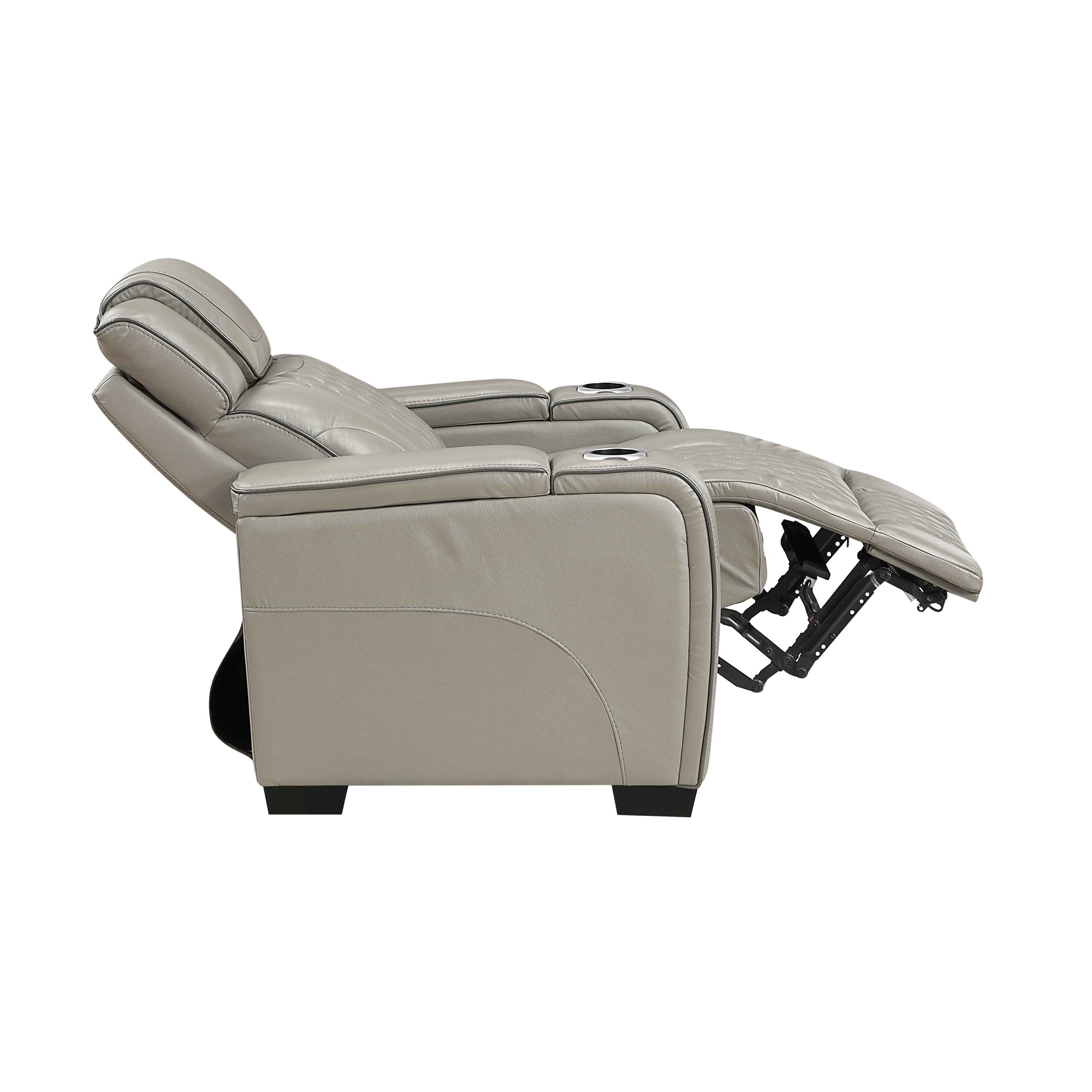 Apex Gray Leather Power Reclining Chair - Image 10