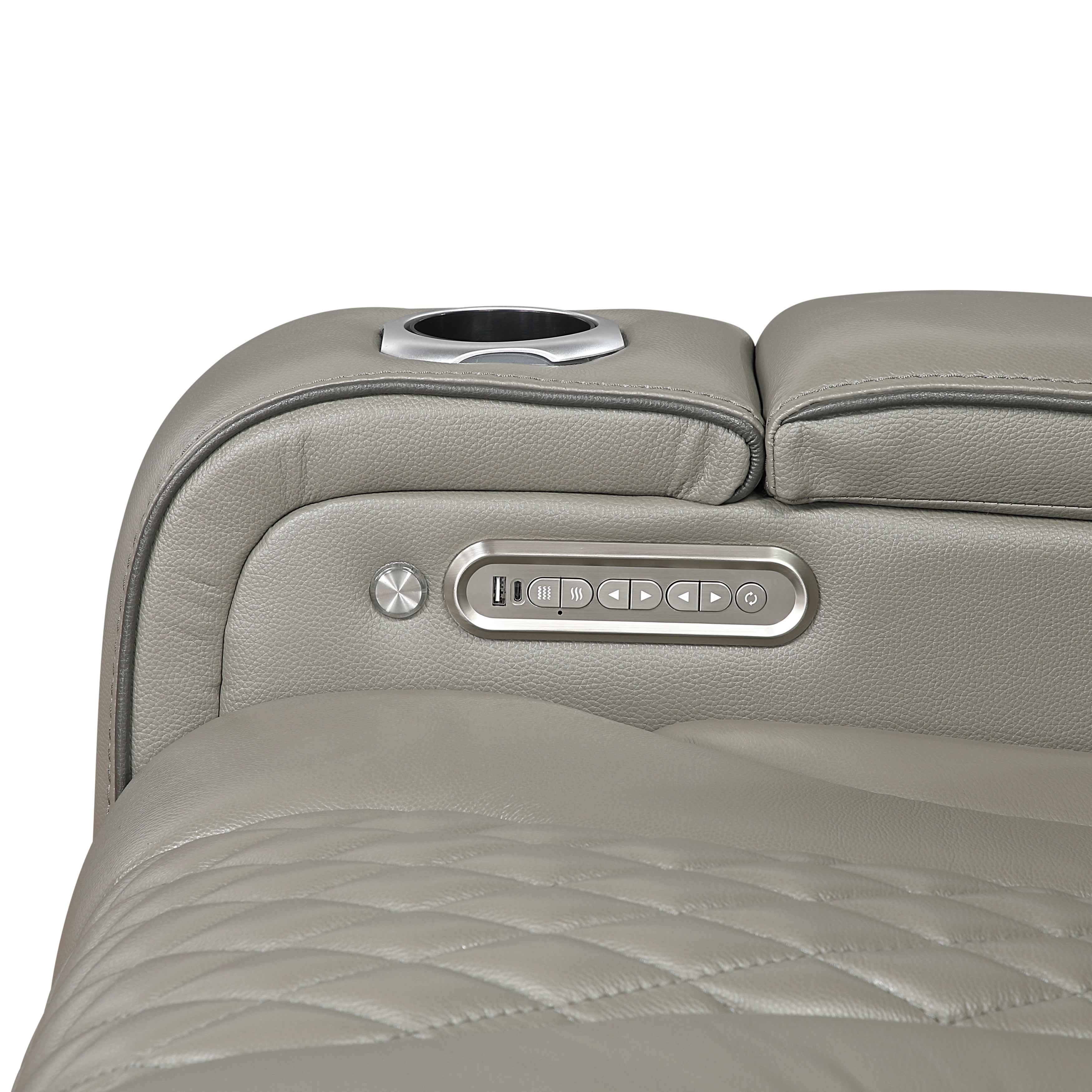 Apex Gray Leather Power Reclining Chair - Image 11