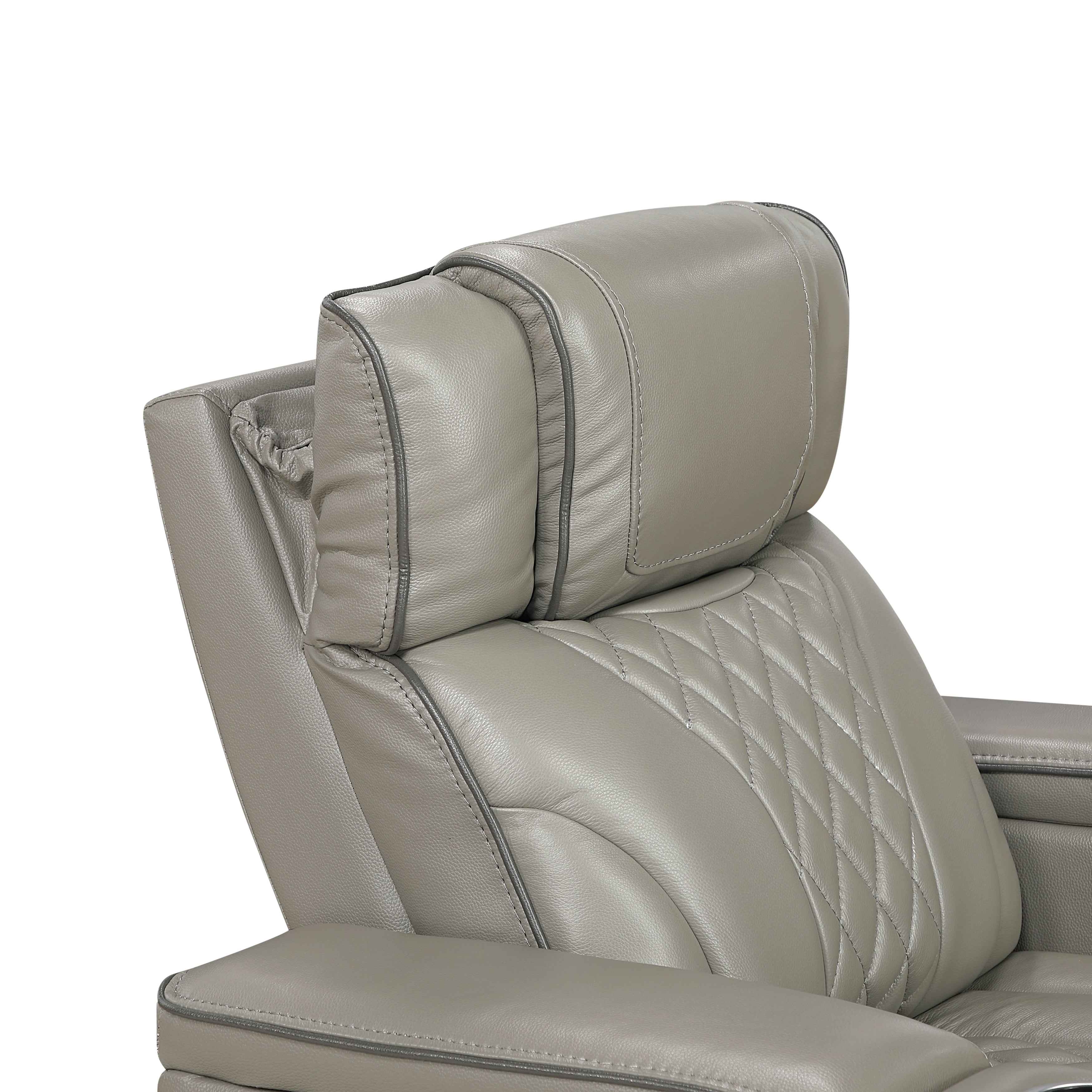 Apex Gray Leather Power Reclining Chair - Image 12
