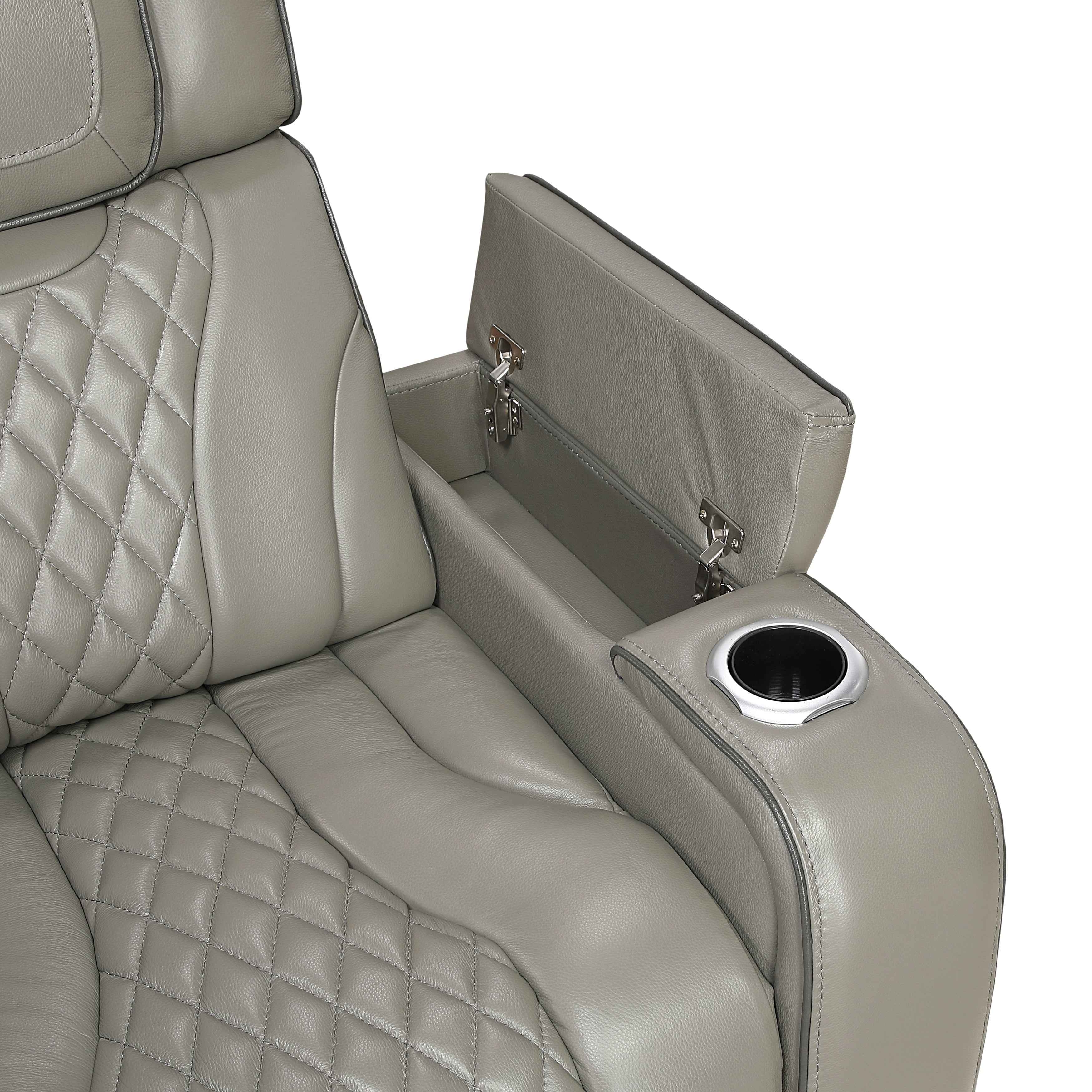 Apex Gray Leather Power Reclining Chair - Image 13