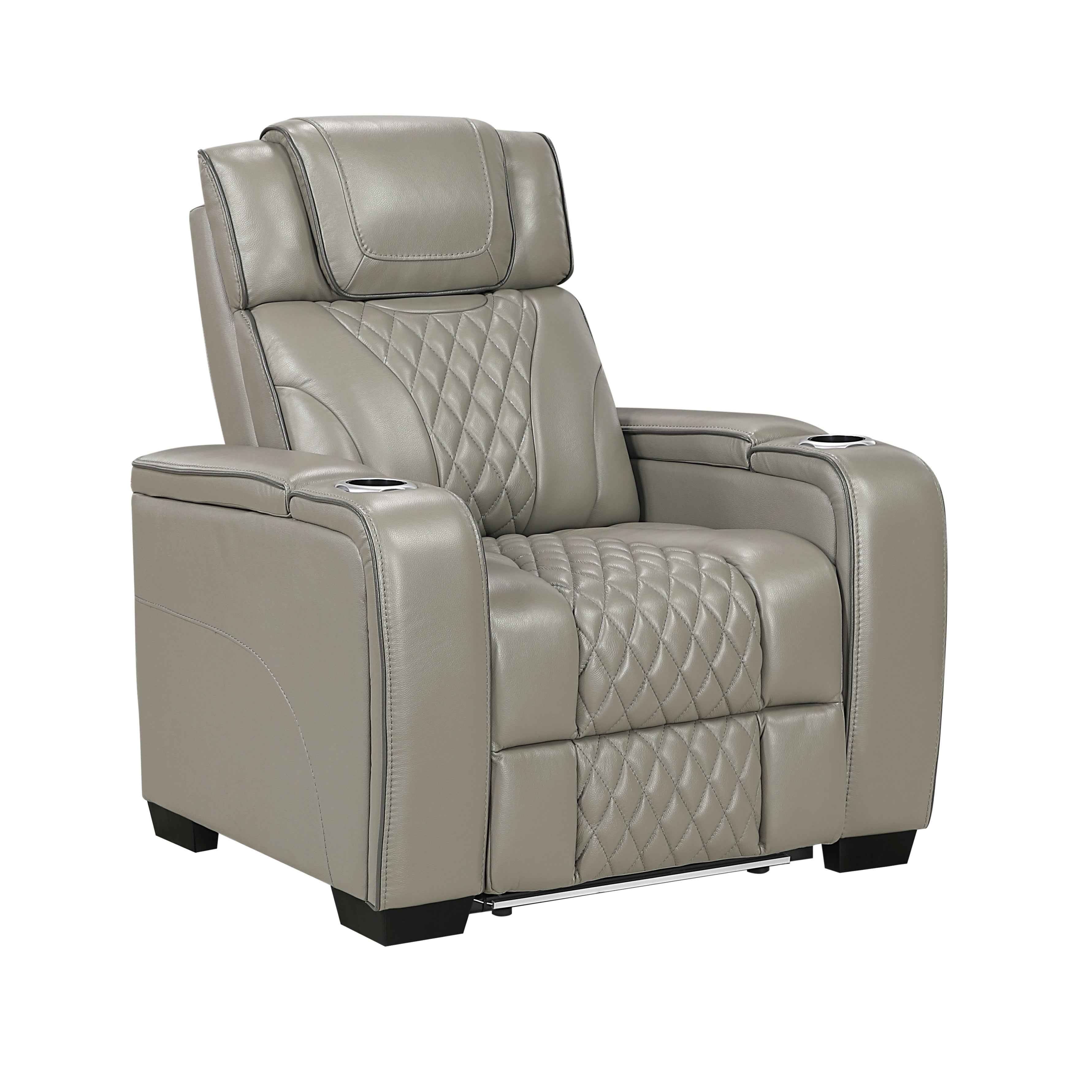 Apex Gray Leather Power Reclining Chair - Image 2