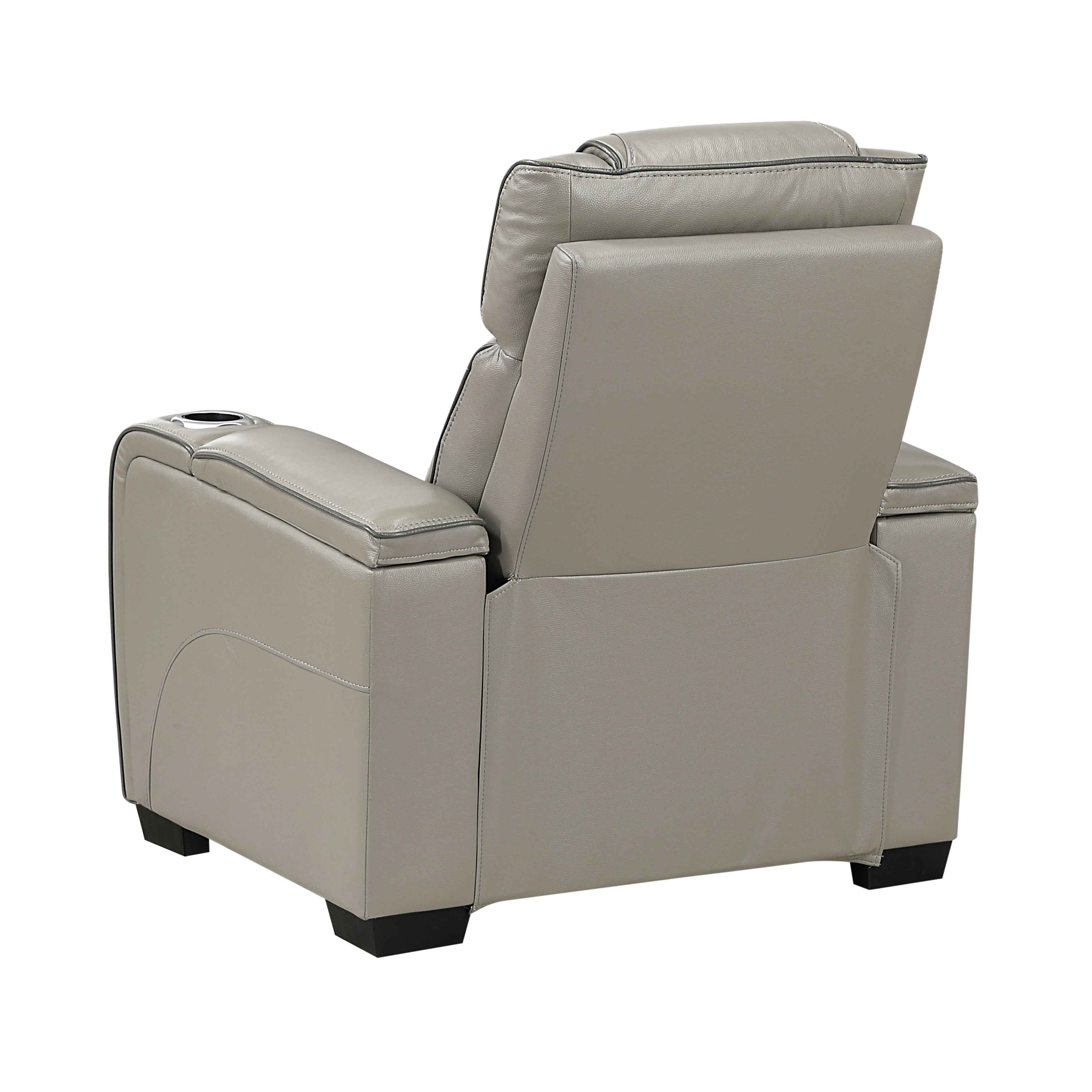 Apex Gray Leather Power Reclining Chair - Image 4