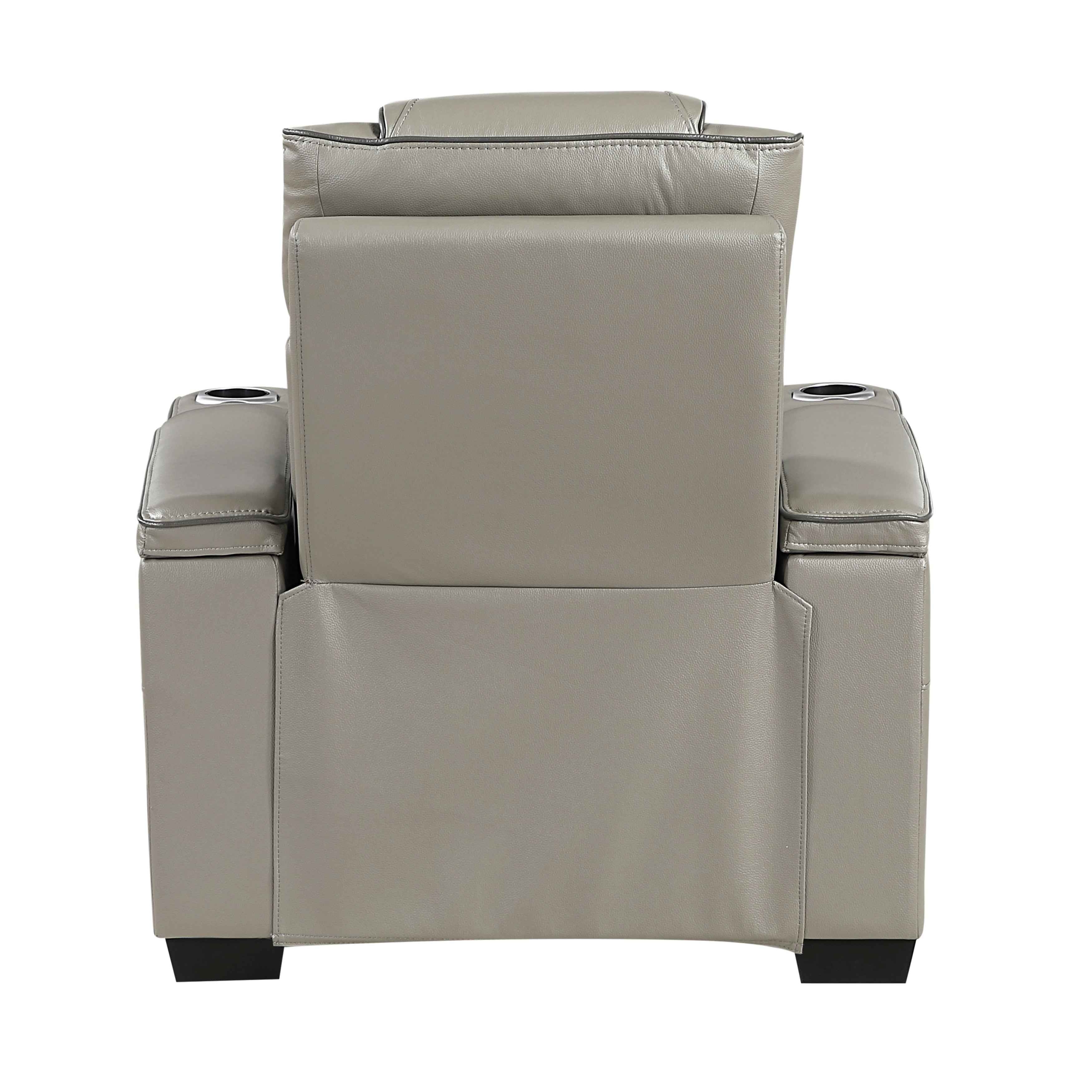 Apex Gray Leather Power Reclining Chair - Image 5