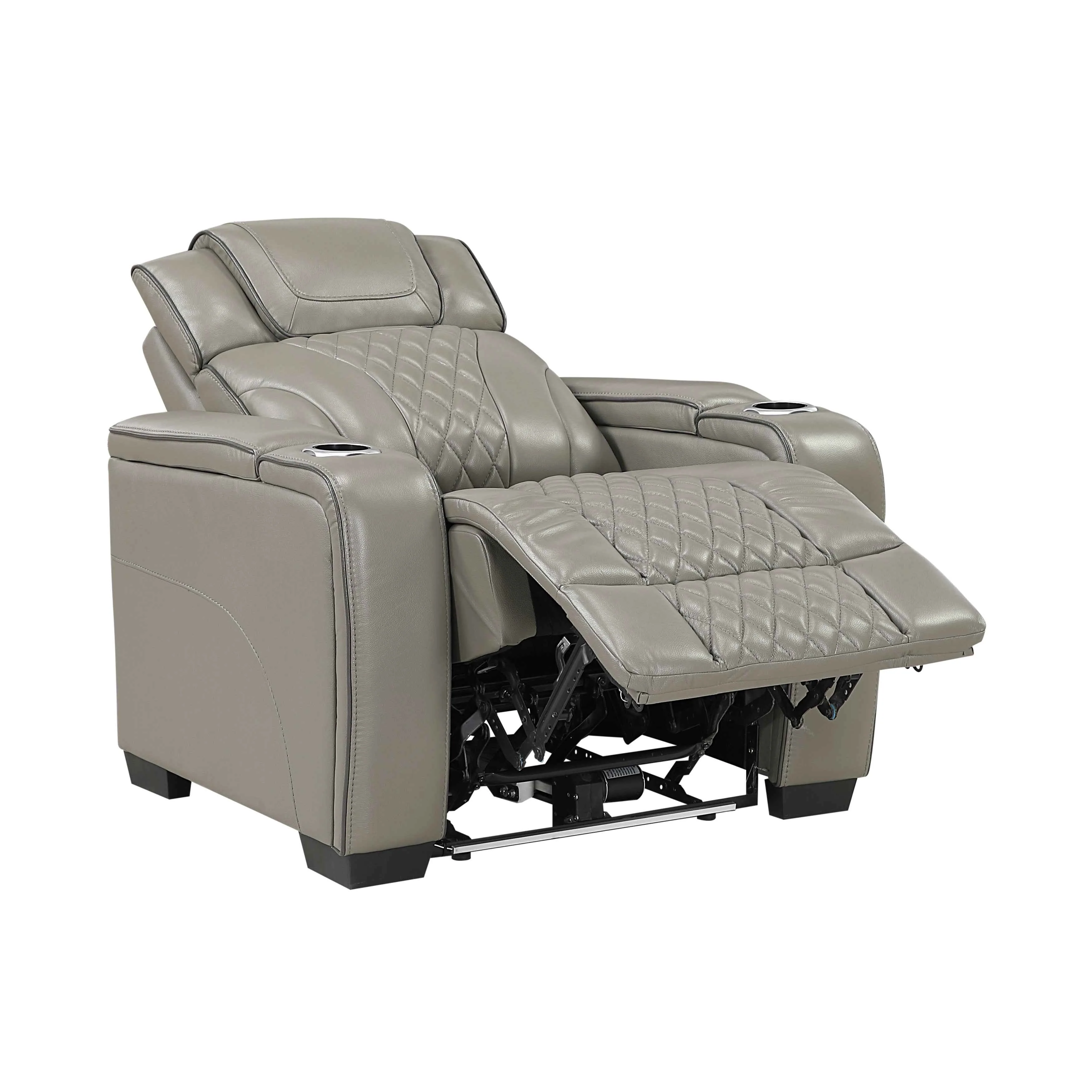 Apex Gray Leather Power Reclining Chair - Image 8