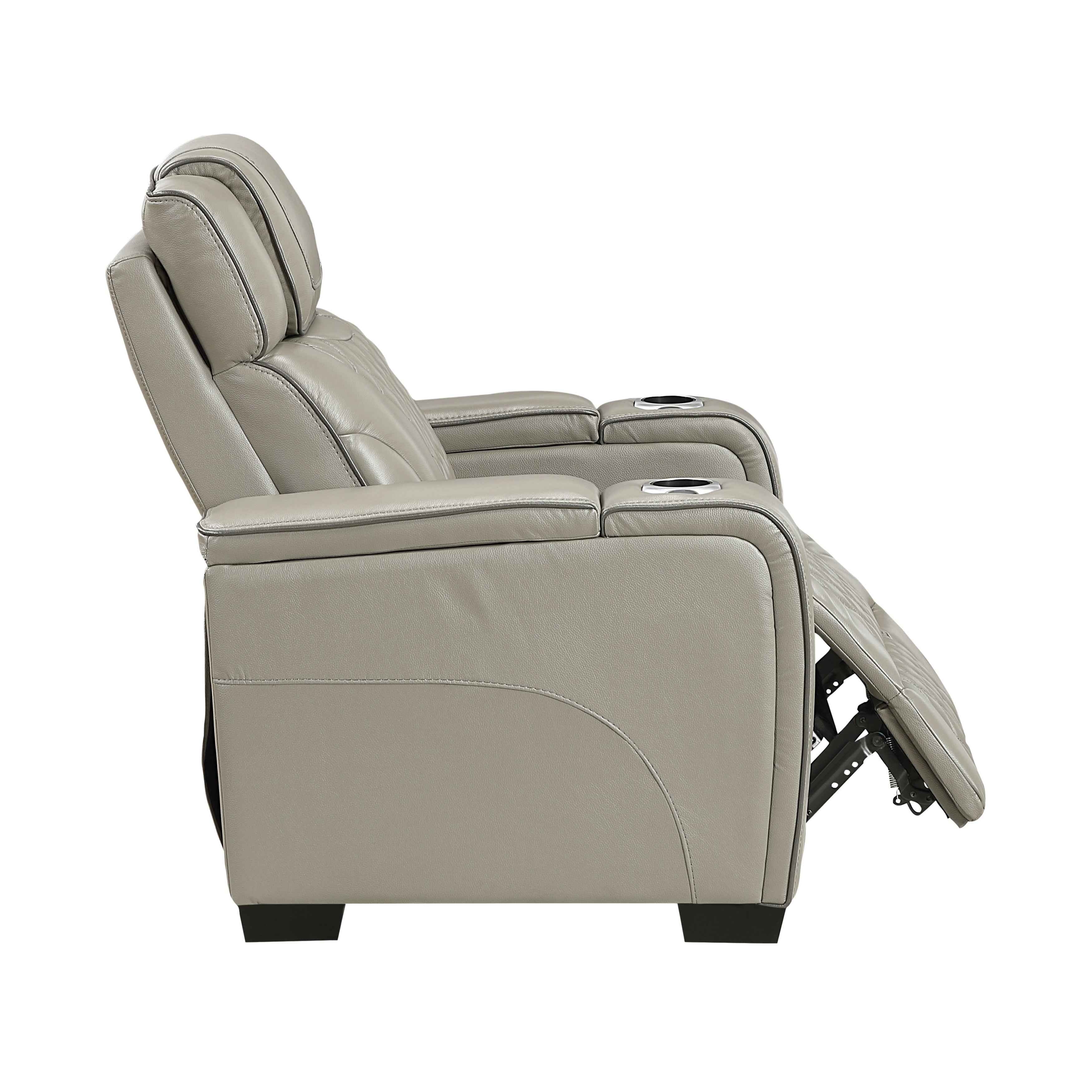 Apex Gray Leather Power Reclining Chair - Image 9