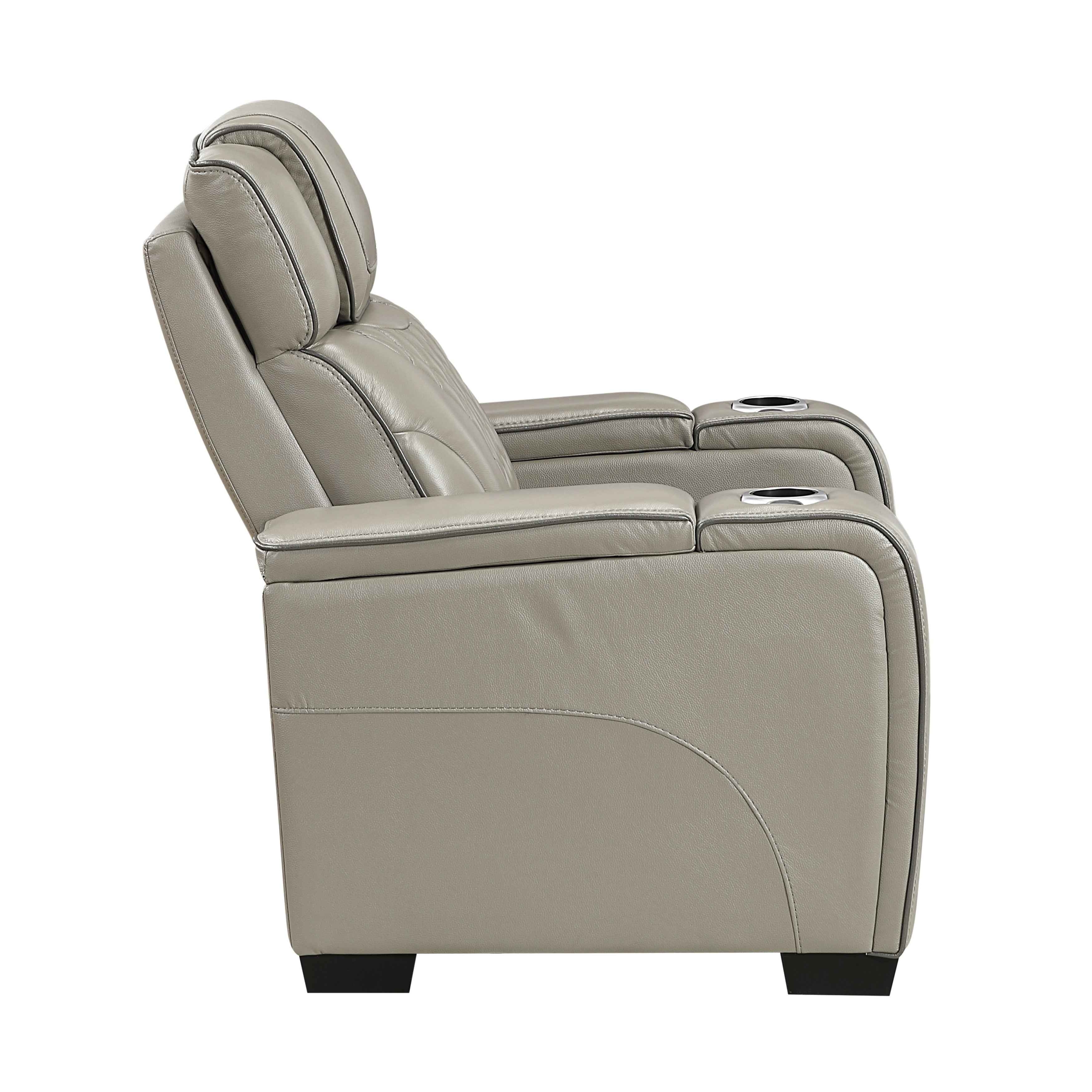 Apex Gray Leather Power Reclining Living Room Set - Image 18