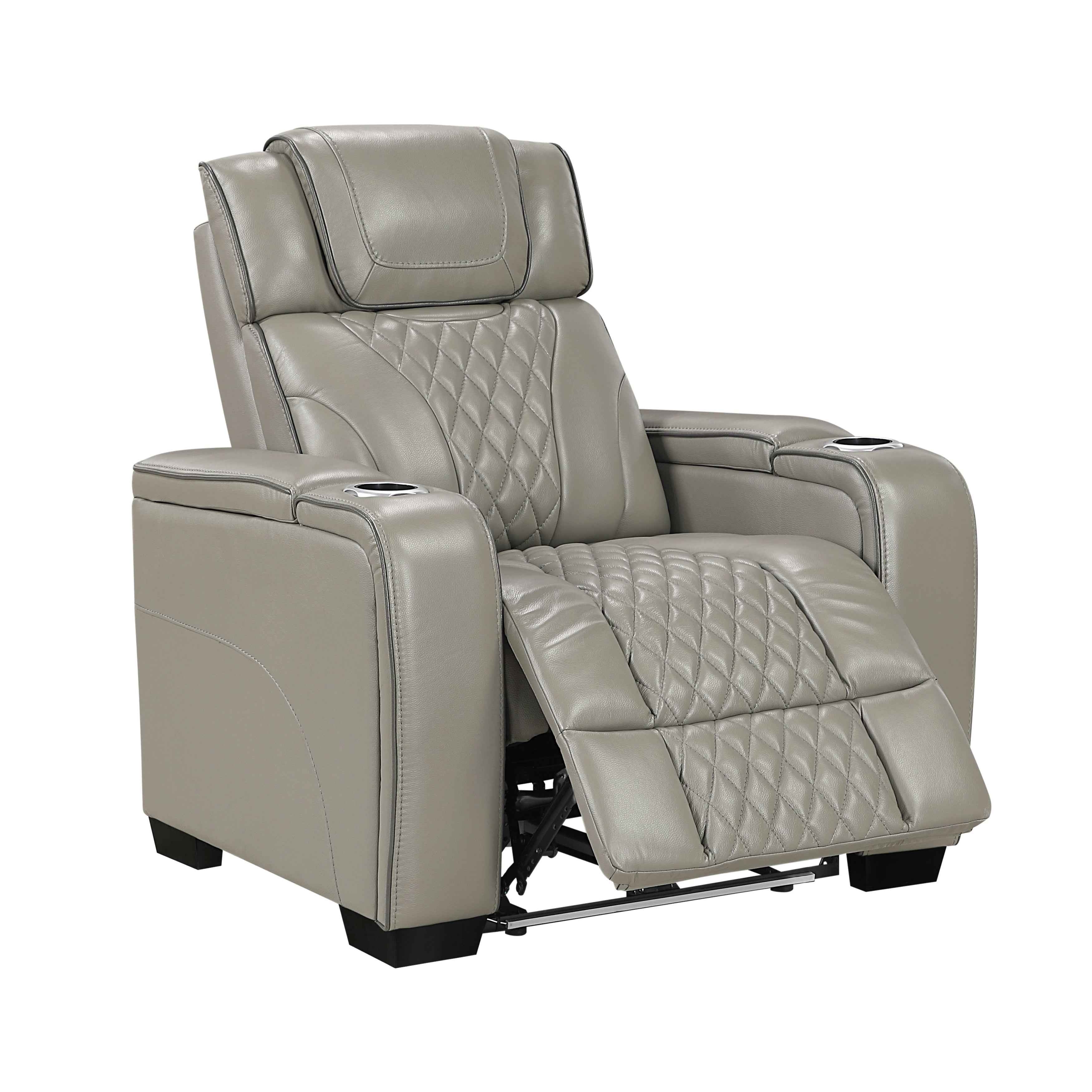 Apex Gray Leather Power Reclining Living Room Set - Image 21