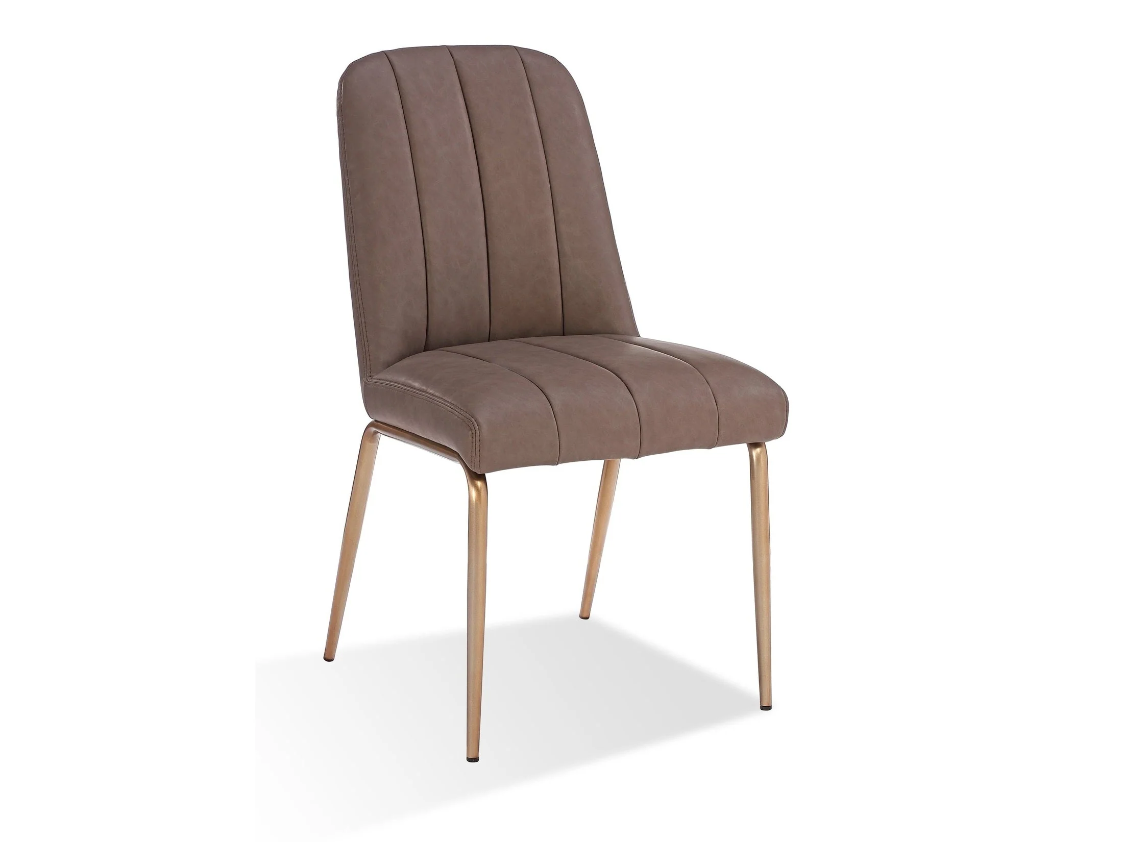 Apollo Upholstered Dining Chair in Cinnamon Synthetic Leather and Brushed Bronze Metal (Set of 2)