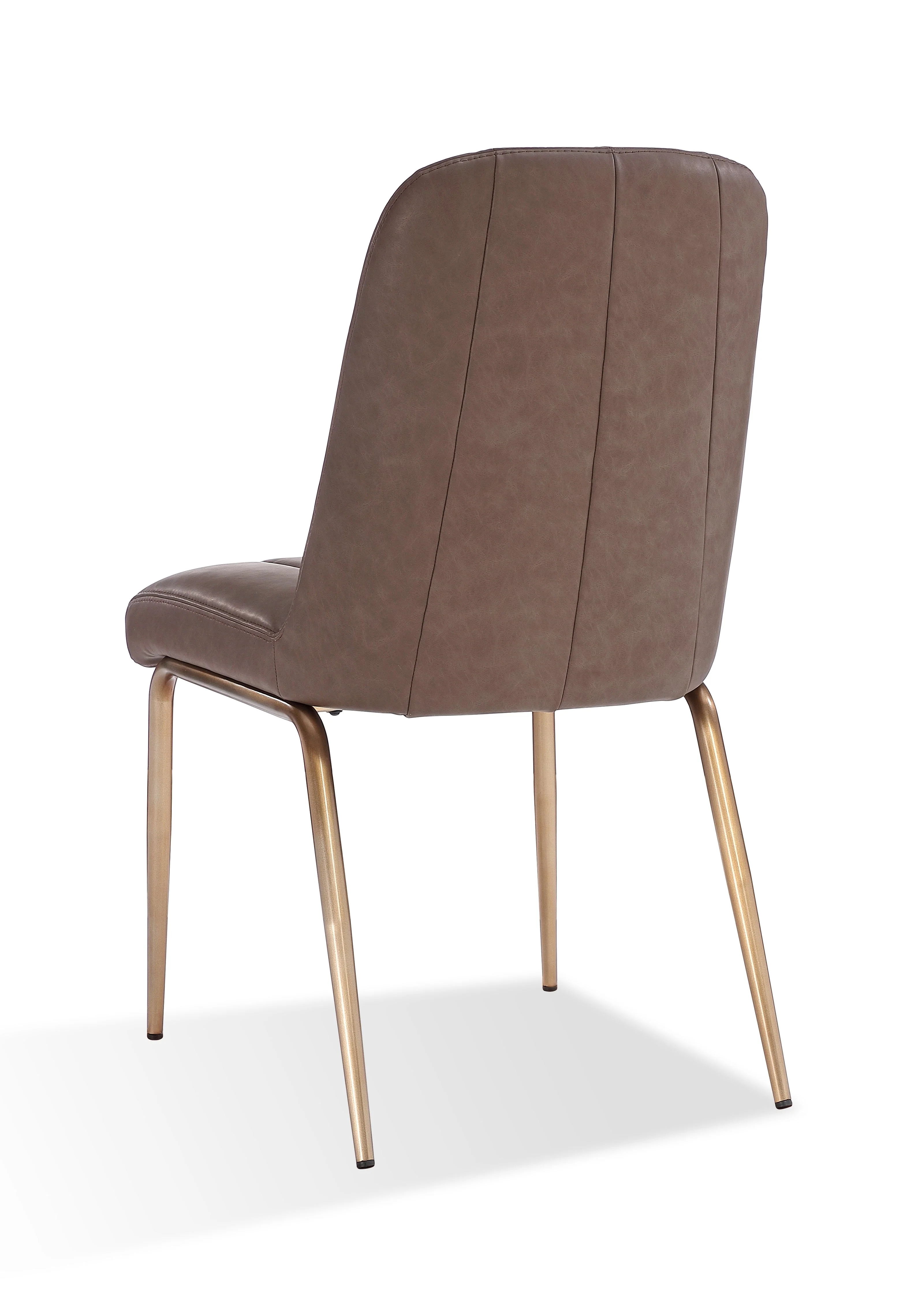 Apollo Upholstered Dining Chair in Cinnamon Synthetic Leather and Brushed Bronze Metal (Set of 2) - Image 2