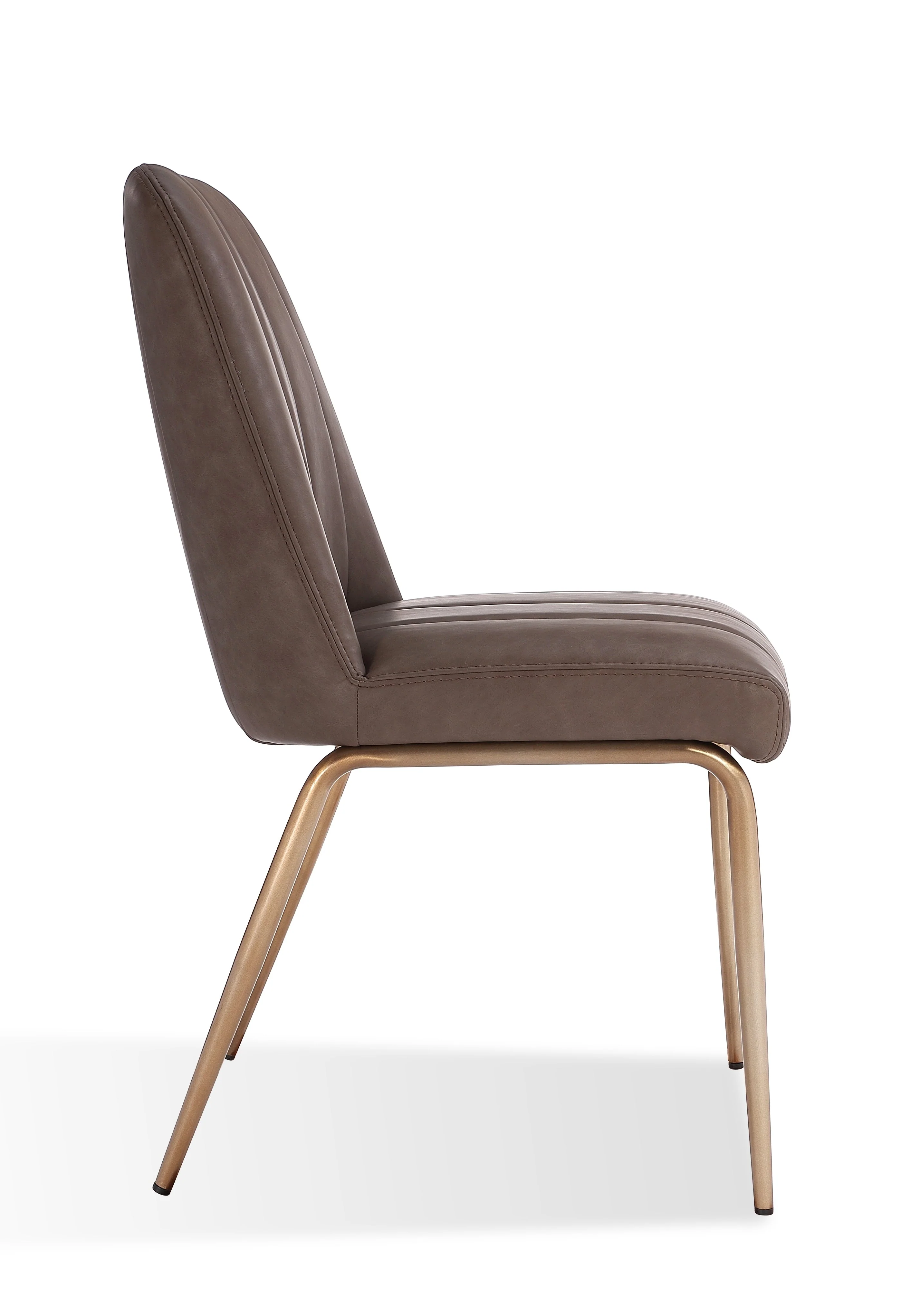 Apollo Upholstered Dining Chair in Cinnamon Synthetic Leather and Brushed Bronze Metal (Set of 2) - Image 4