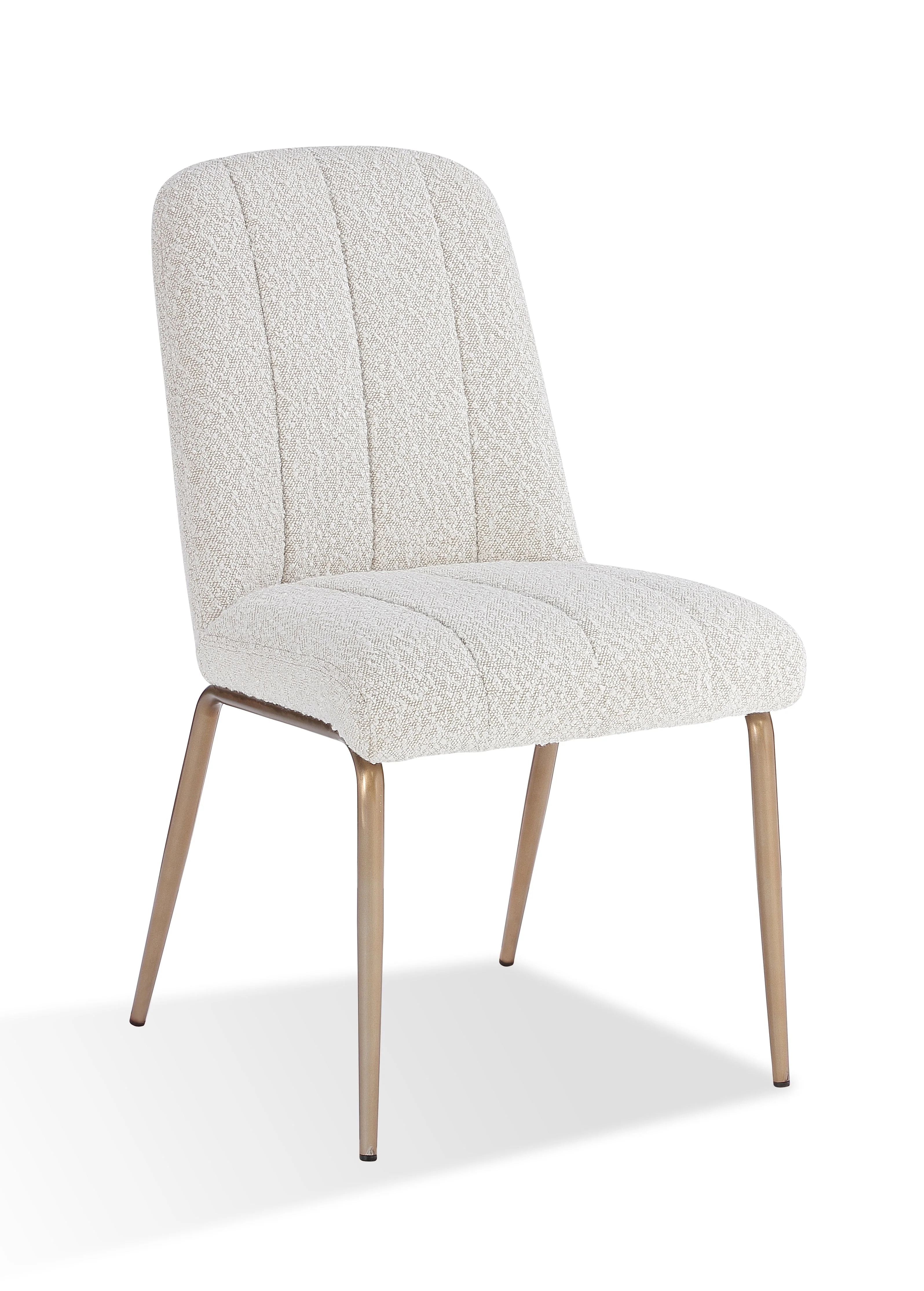 Apollo Upholstered Dining Chair in Ricotta Boucle and Brushed Bronze Metal (Set of 2) - Image 3