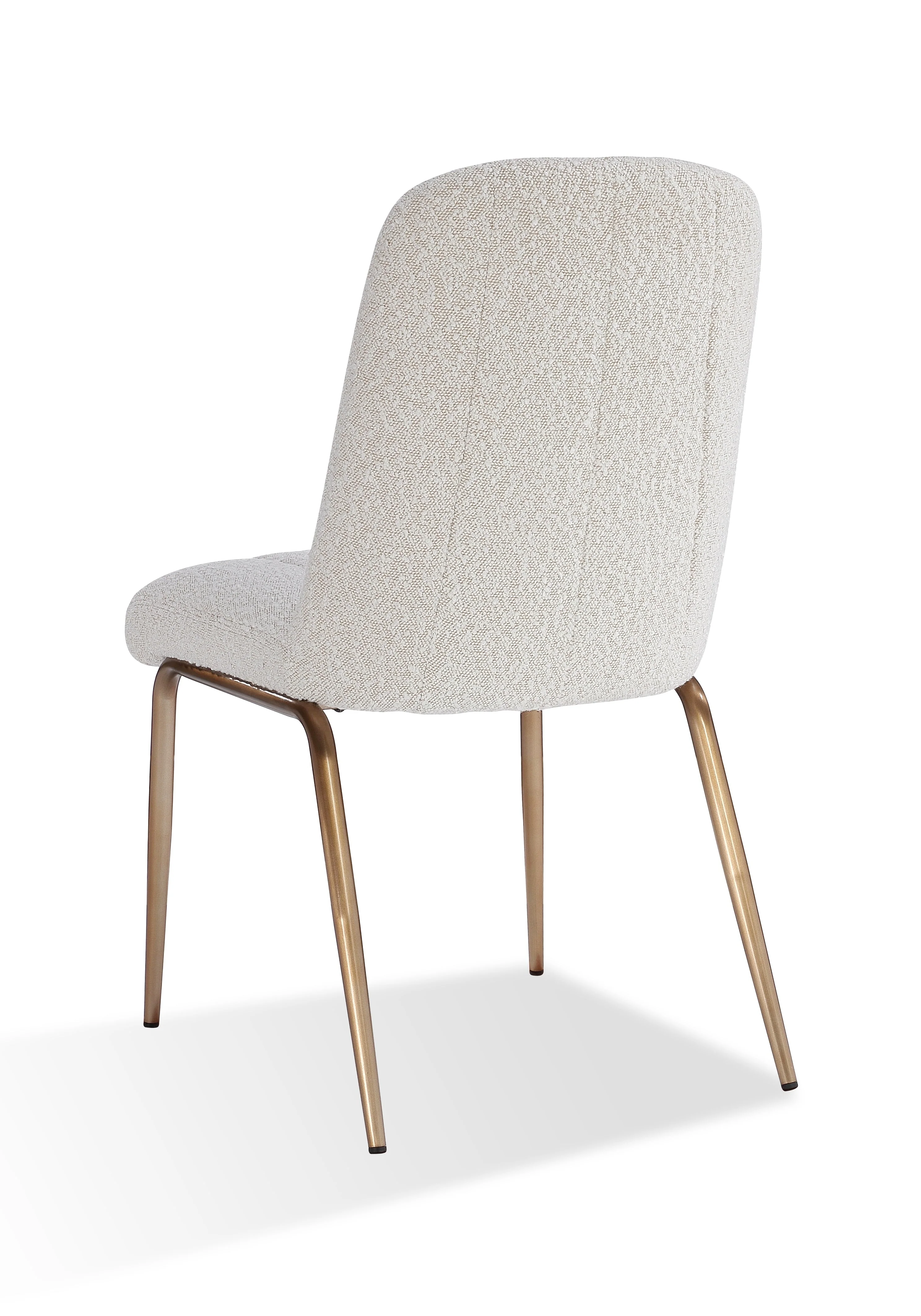 Apollo Upholstered Dining Chair in Ricotta Boucle and Brushed Bronze Metal (Set of 2) - Image 6