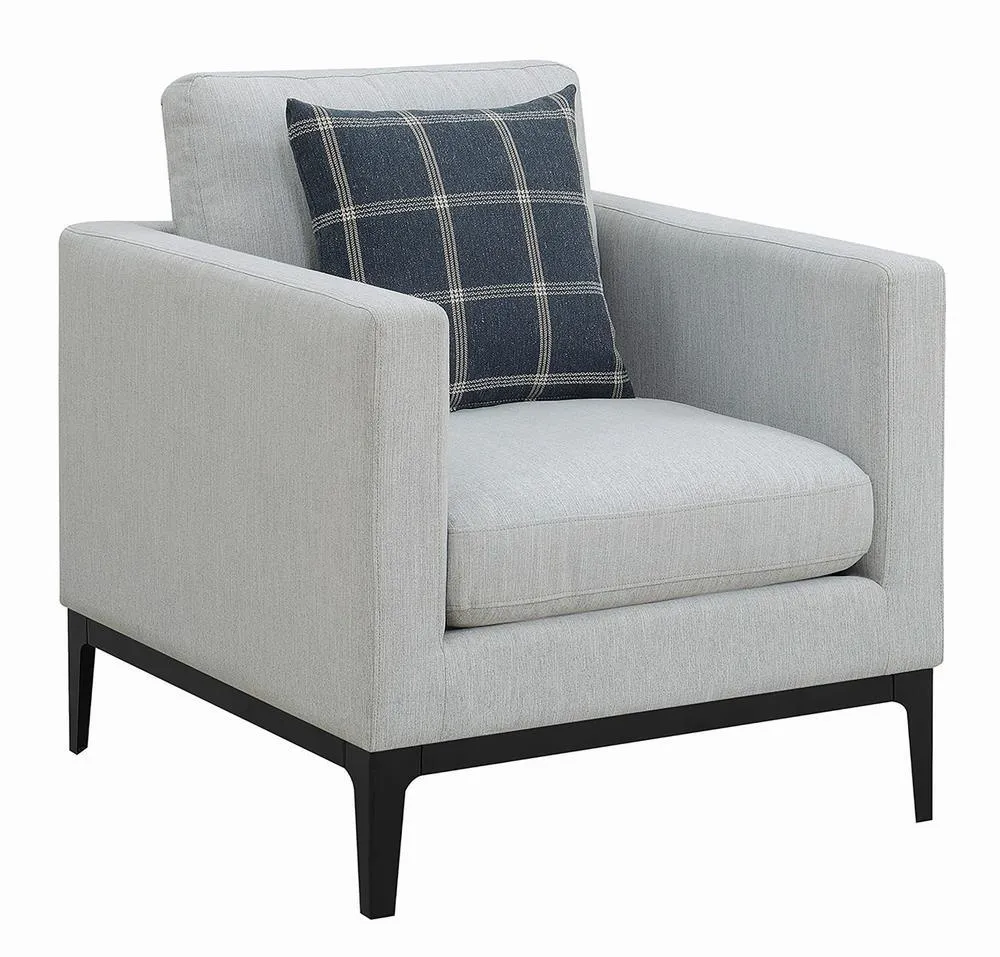 Apperson Light Gray Cushioned Back Arm Chair - Image 2