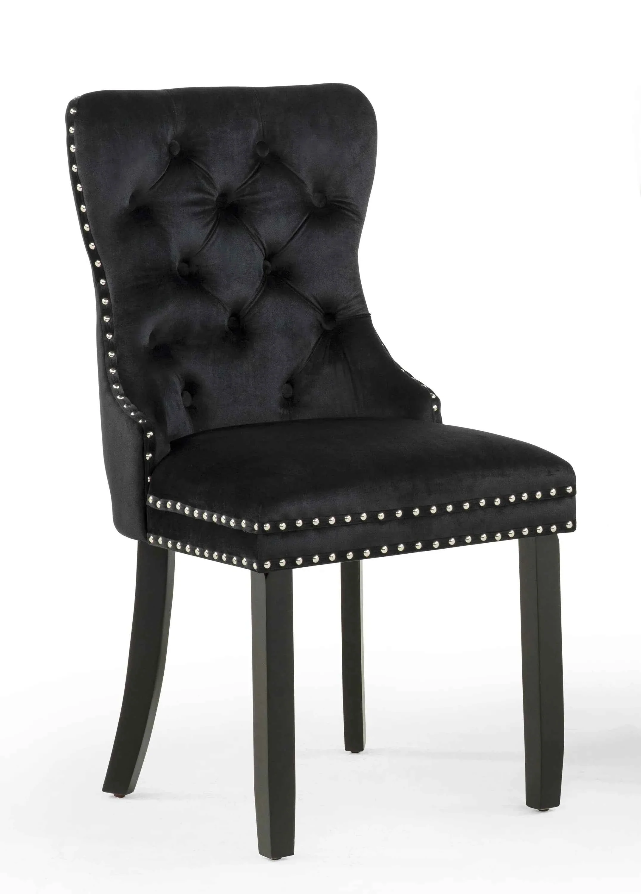 Arabella Black Velvet Accent Chair, Set of 2 - Image 2