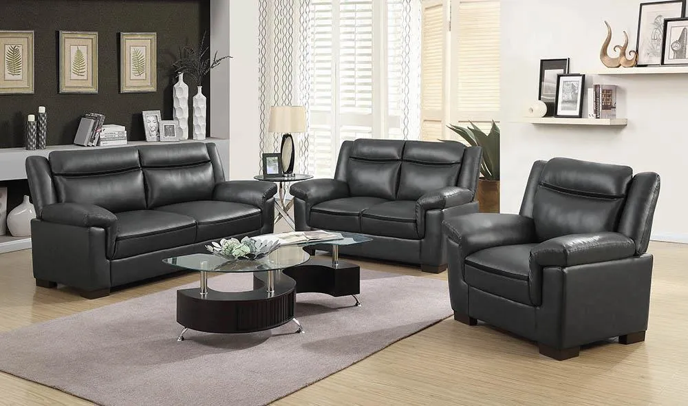 Arabella Gray 3-Piece Upholstered Pillow Top Arm Living Room Set