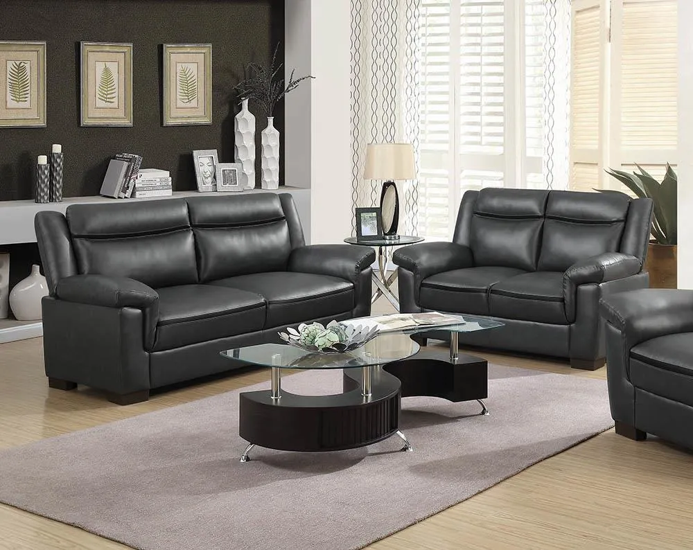 Arabella Gray Upholstered Pillow Top Arm Living Room Set - Image 2
