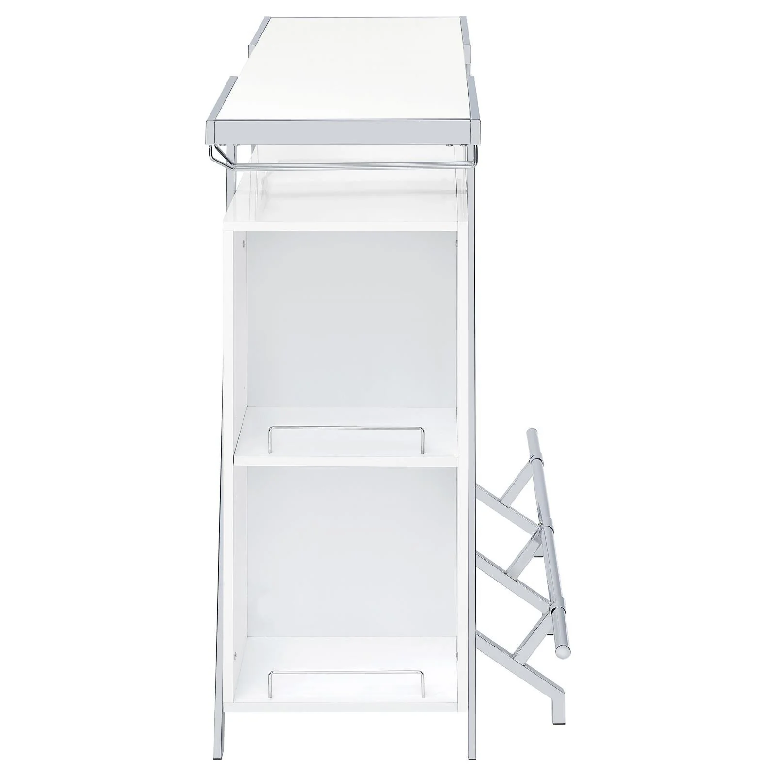 Araceli White Home Bar Wine Cabinet High Gloss and Chrome - Image 15
