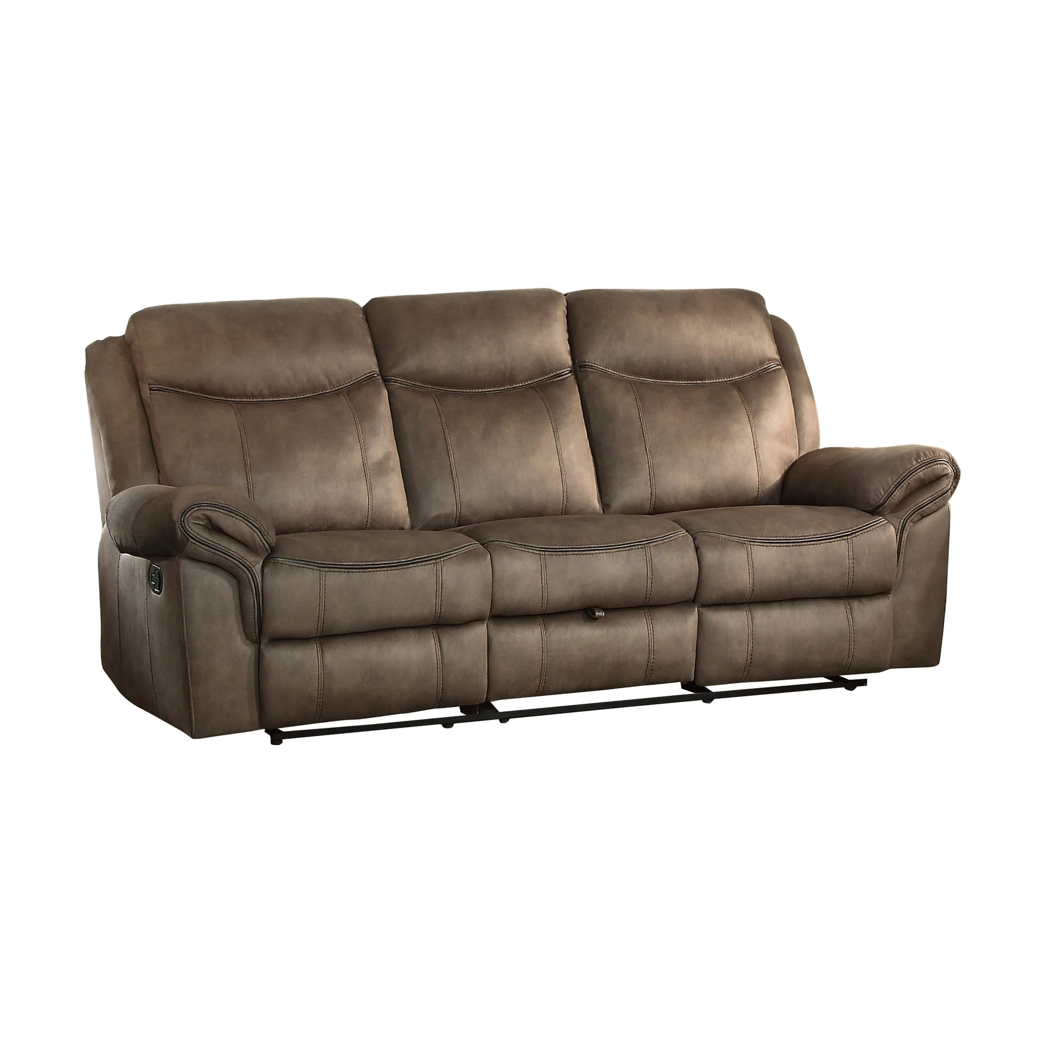 Aram Brown Fabric Double Reclining Sofa - Image 4