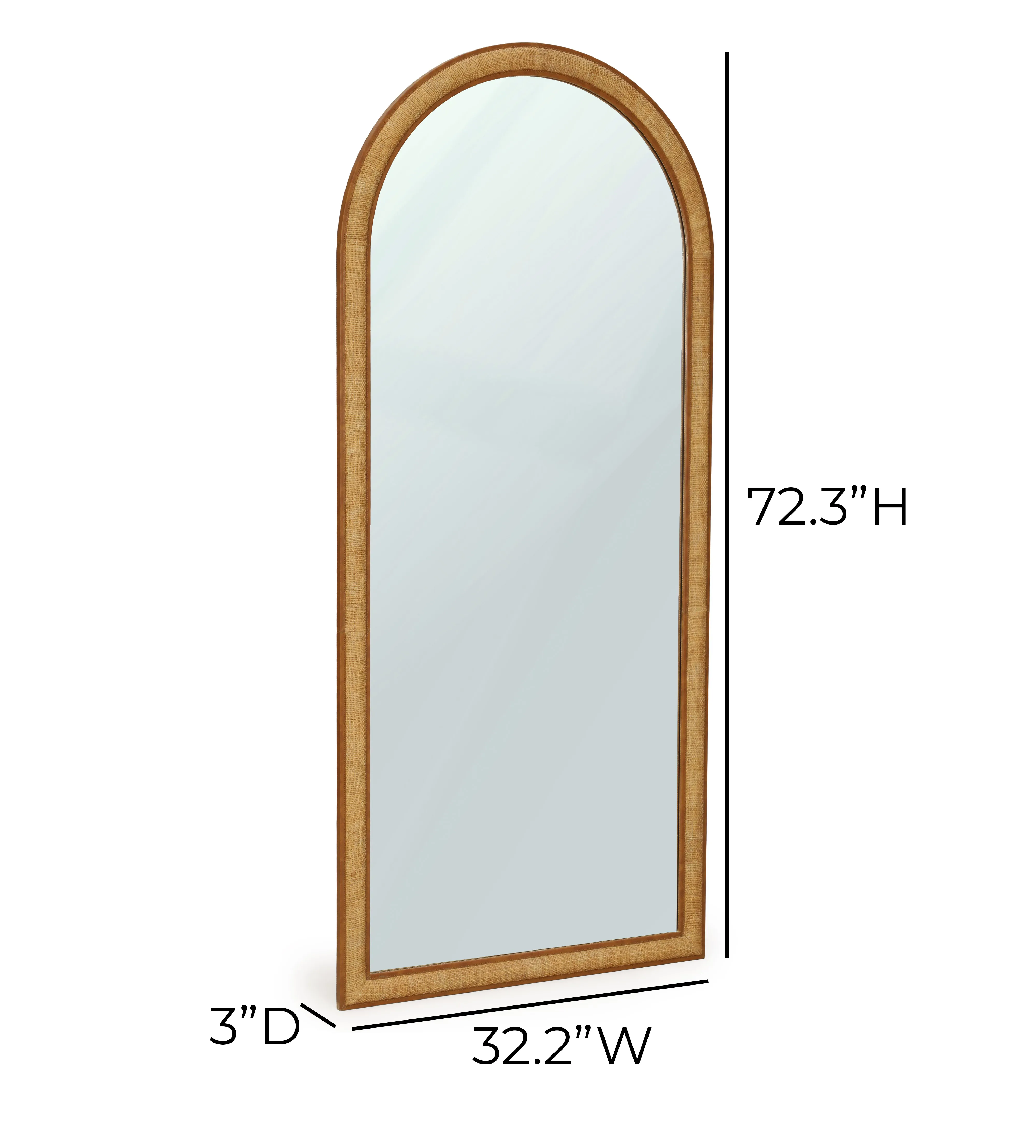 Arch 72" Natural Raffia Designer Floor Mirror - Image 5
