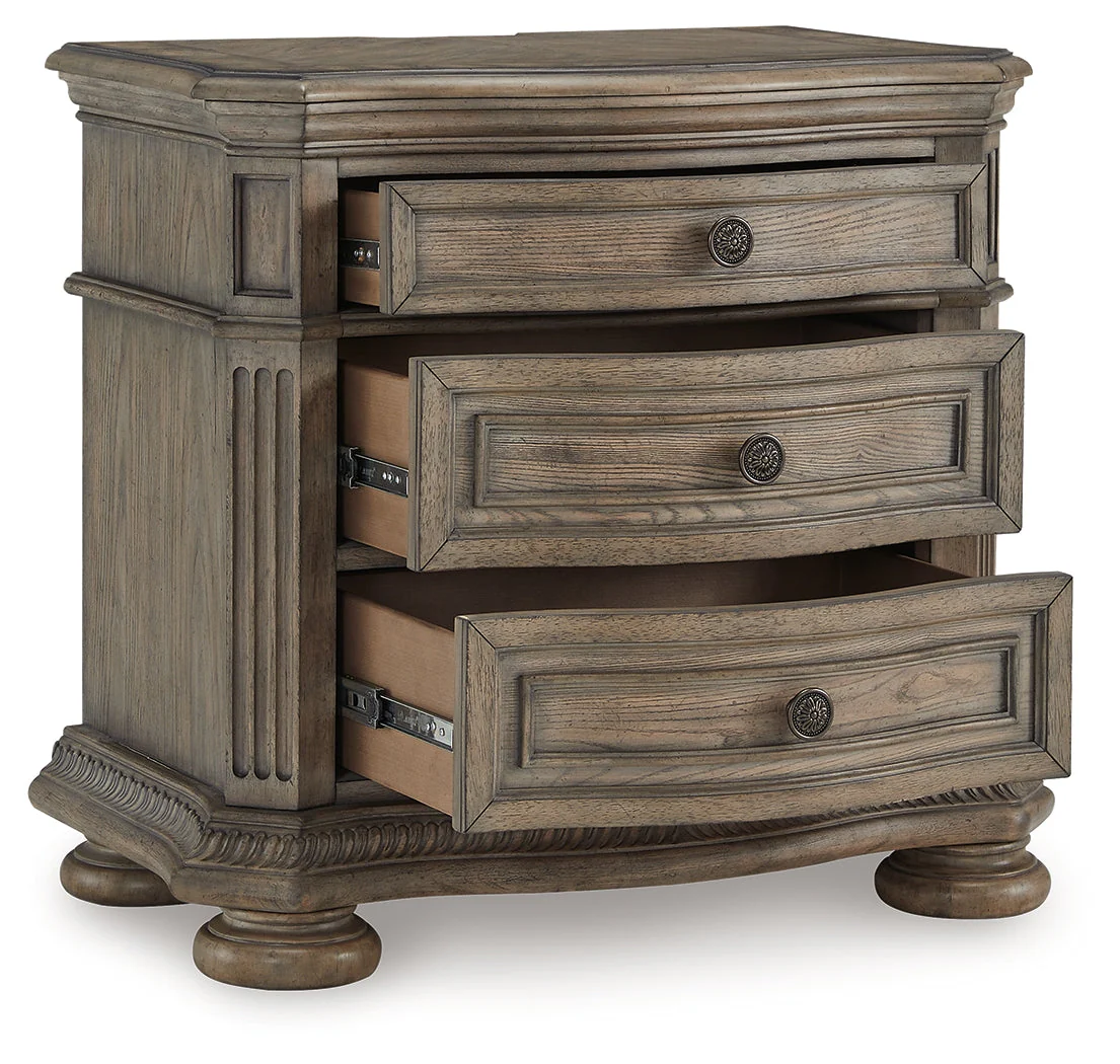 Ardenfield Light Brown King Sleigh Bedroom Set with Dresser, Mirror and Nightstand - Image 9