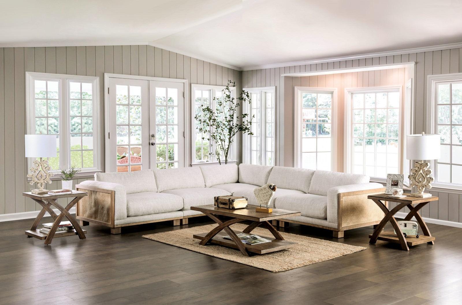 Arendal Beige And Natural 5 Piece Sectional