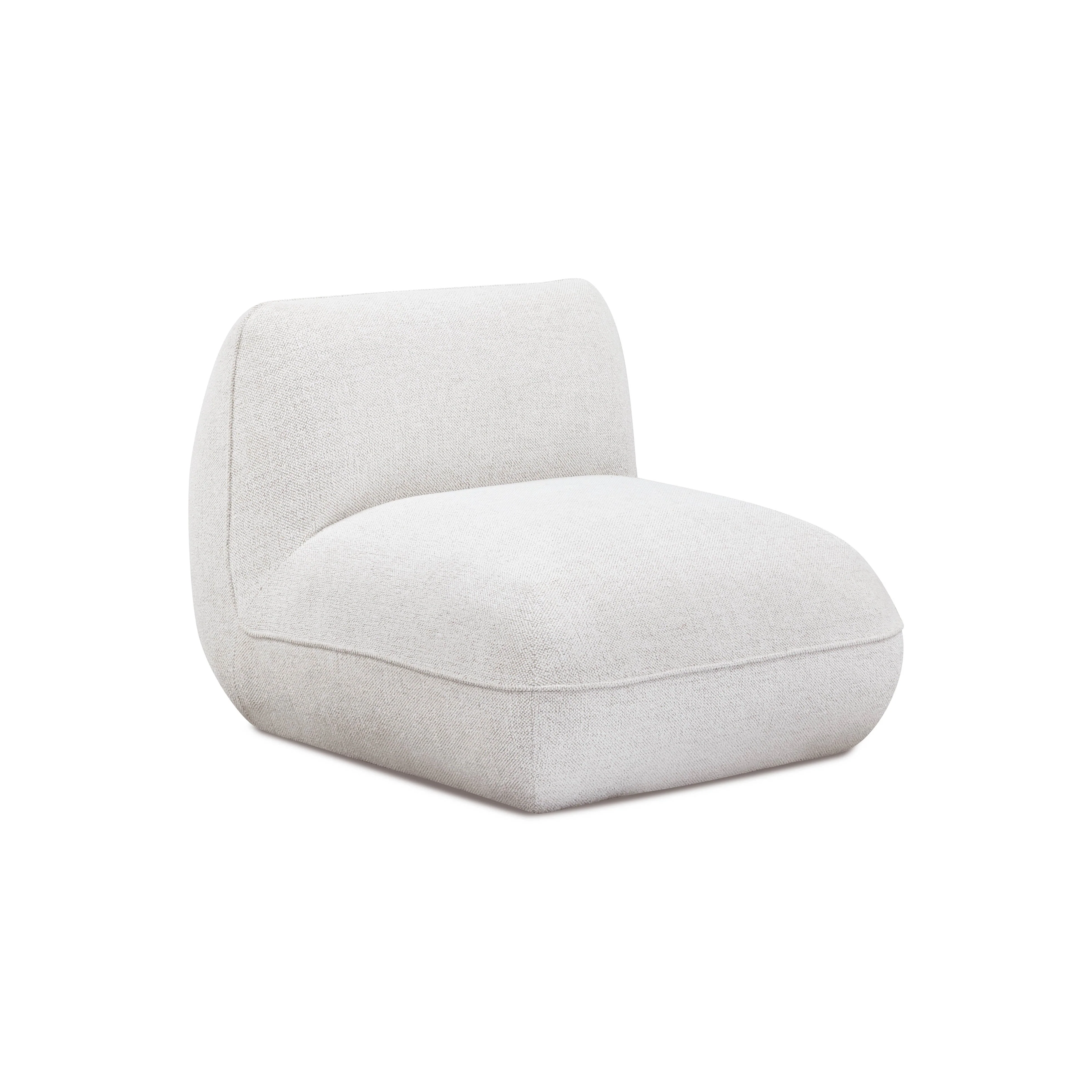Arezaa Stone White Contract-Grade Basketweave Chenille Armless Chair