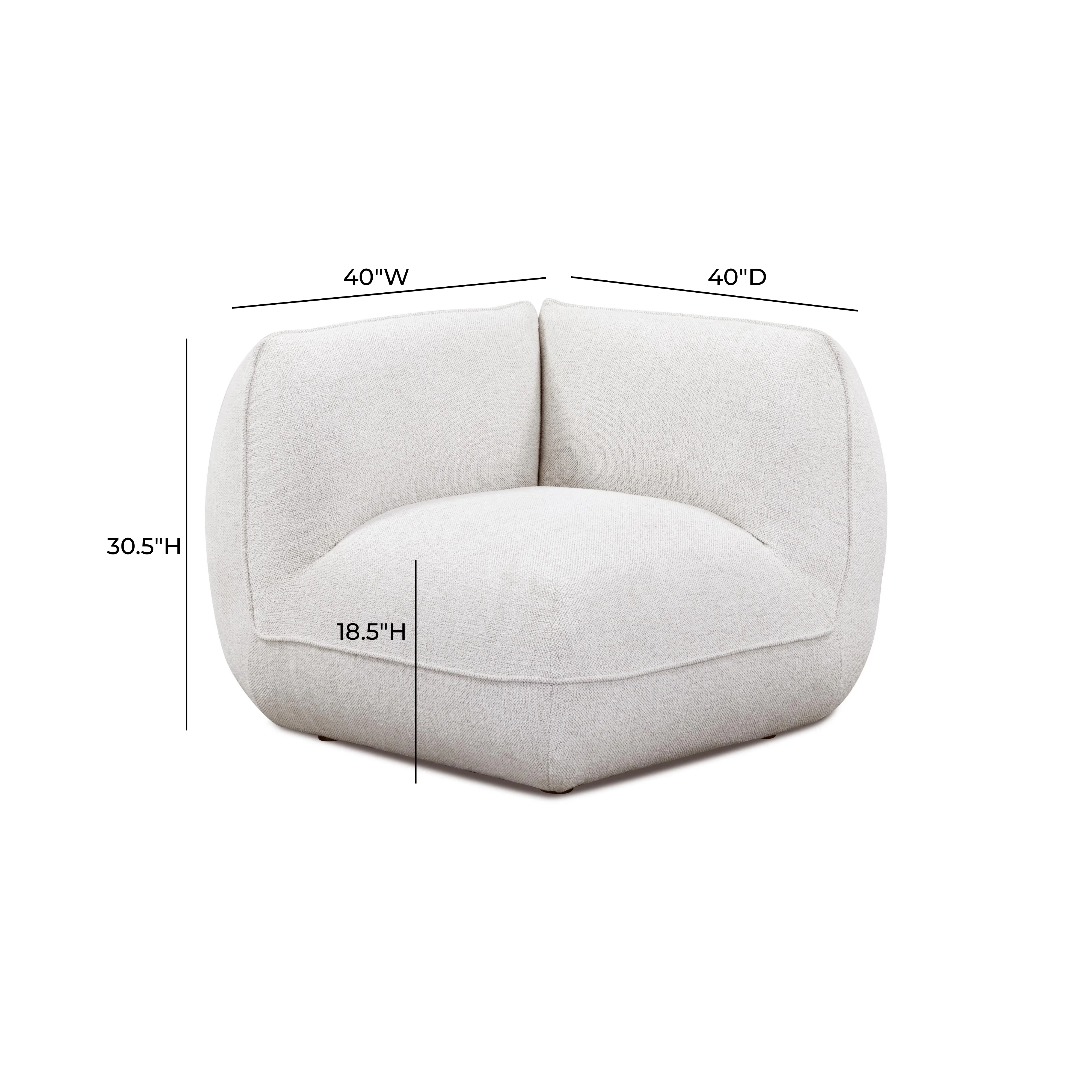 Arezza Stone White Contract-Grade Basketweave Chenille Corner Chair - Image 7