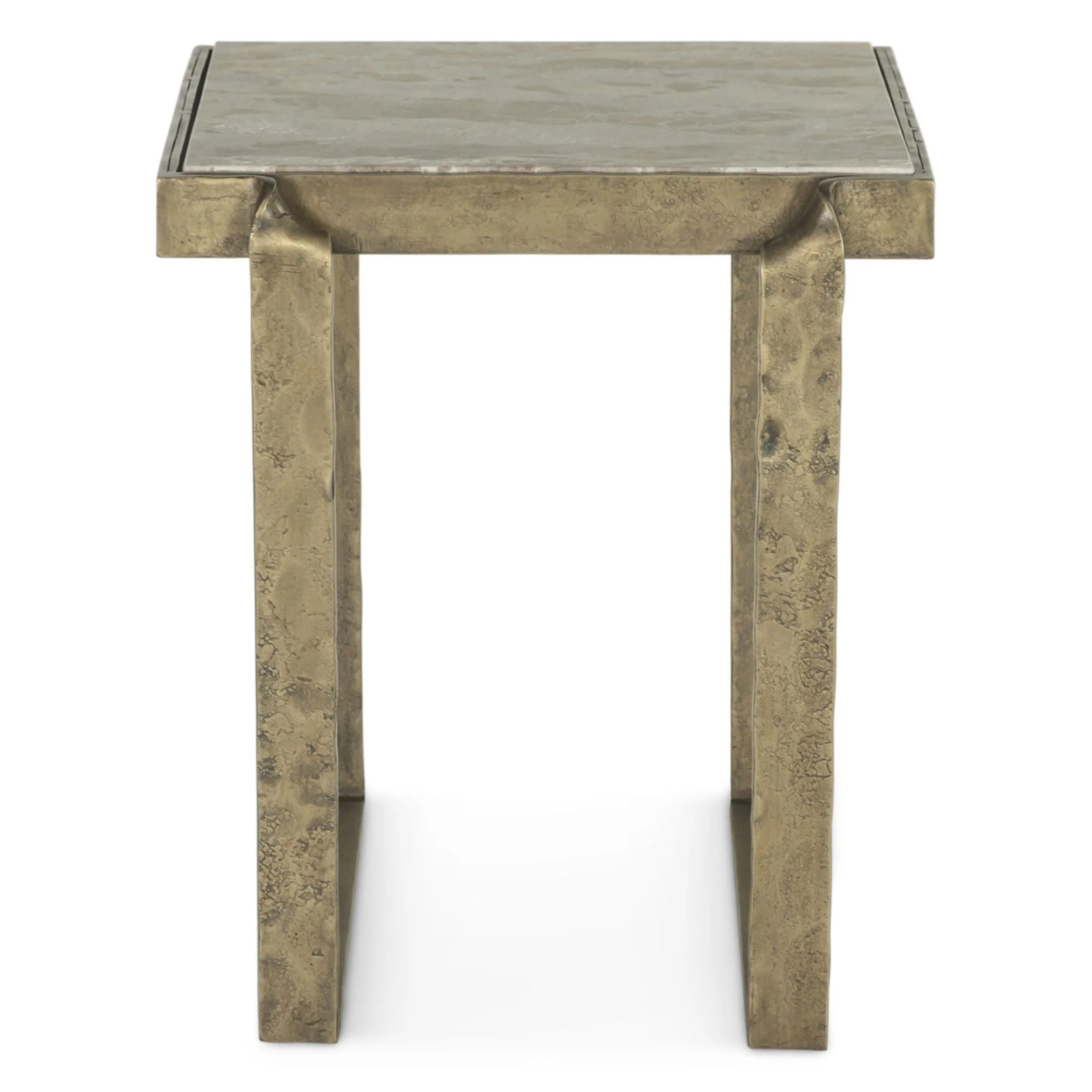 Argos 20" Side Table with Marble and Antique Brass - Image 2